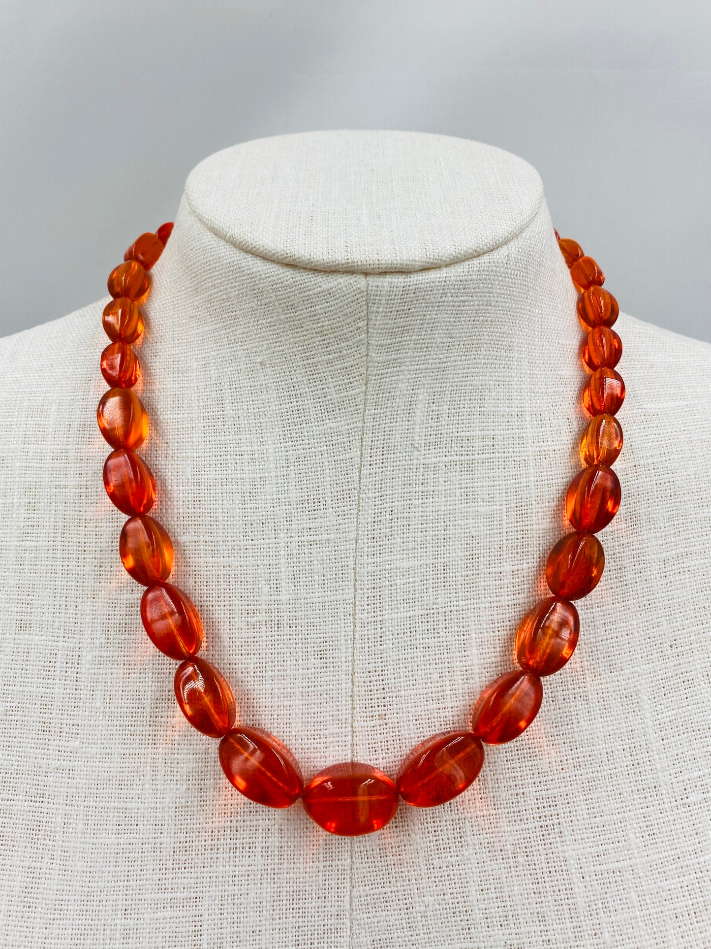 Vintage 1930s Orange Glass Bead Necklace