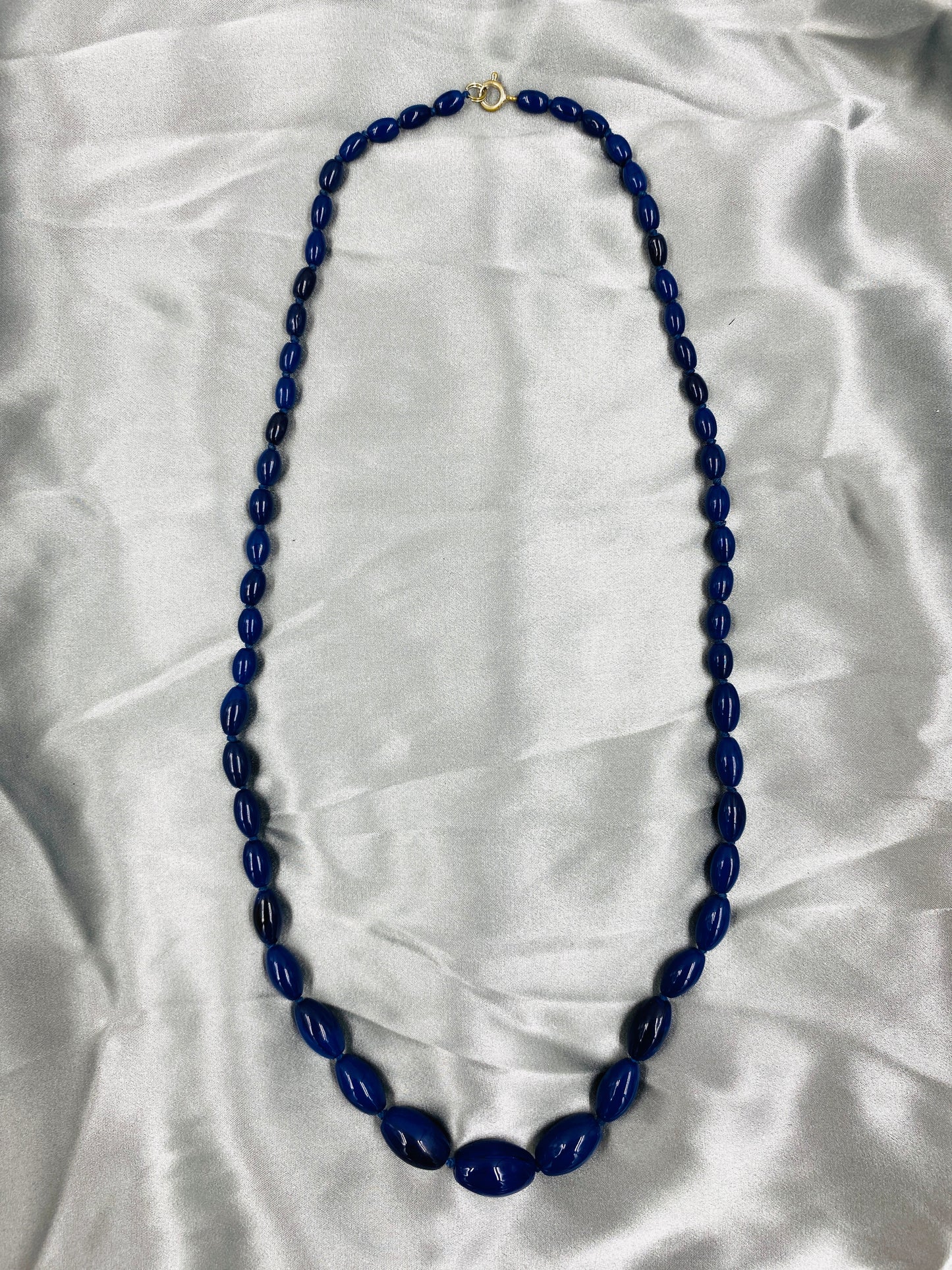 Vintage 1930s Style Blue Glass Bead Necklace