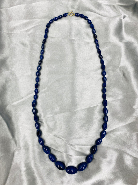 Vintage 1930s Style Blue Glass Bead Necklace