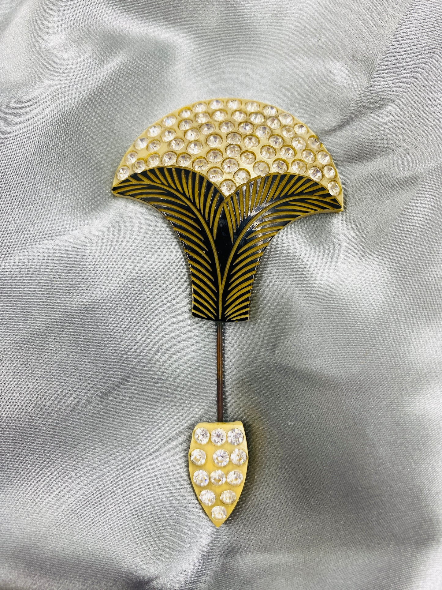 Vintage 1920s Art Deco Celluloid Rhinestone Hat Pin