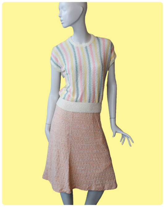 Vintage 80s Deadstock Rainbow Stripe Knit, Small
