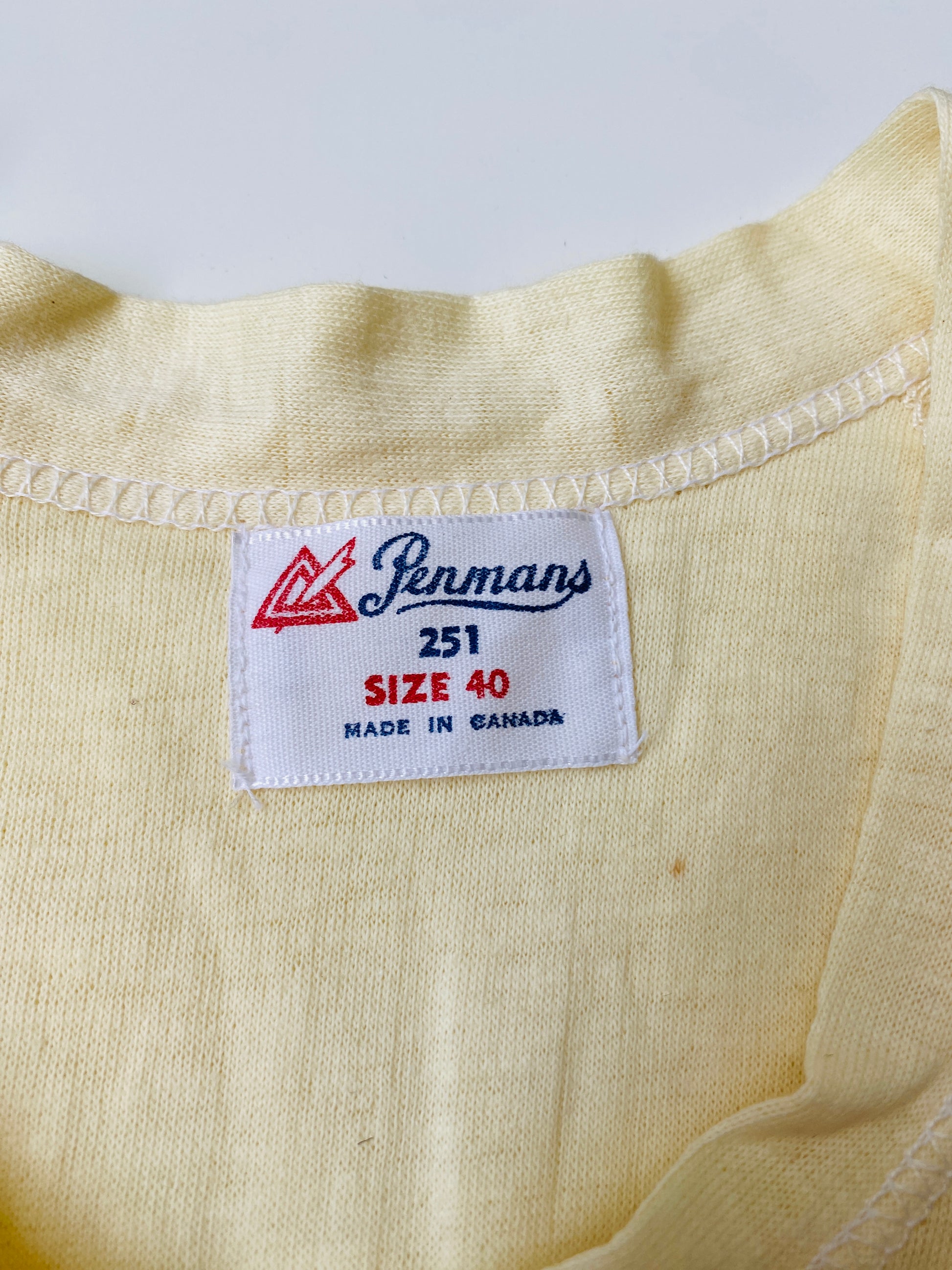 Vintage 1950s/60s Men's Deadstock Cream Long John's/ Union Suit, M-L