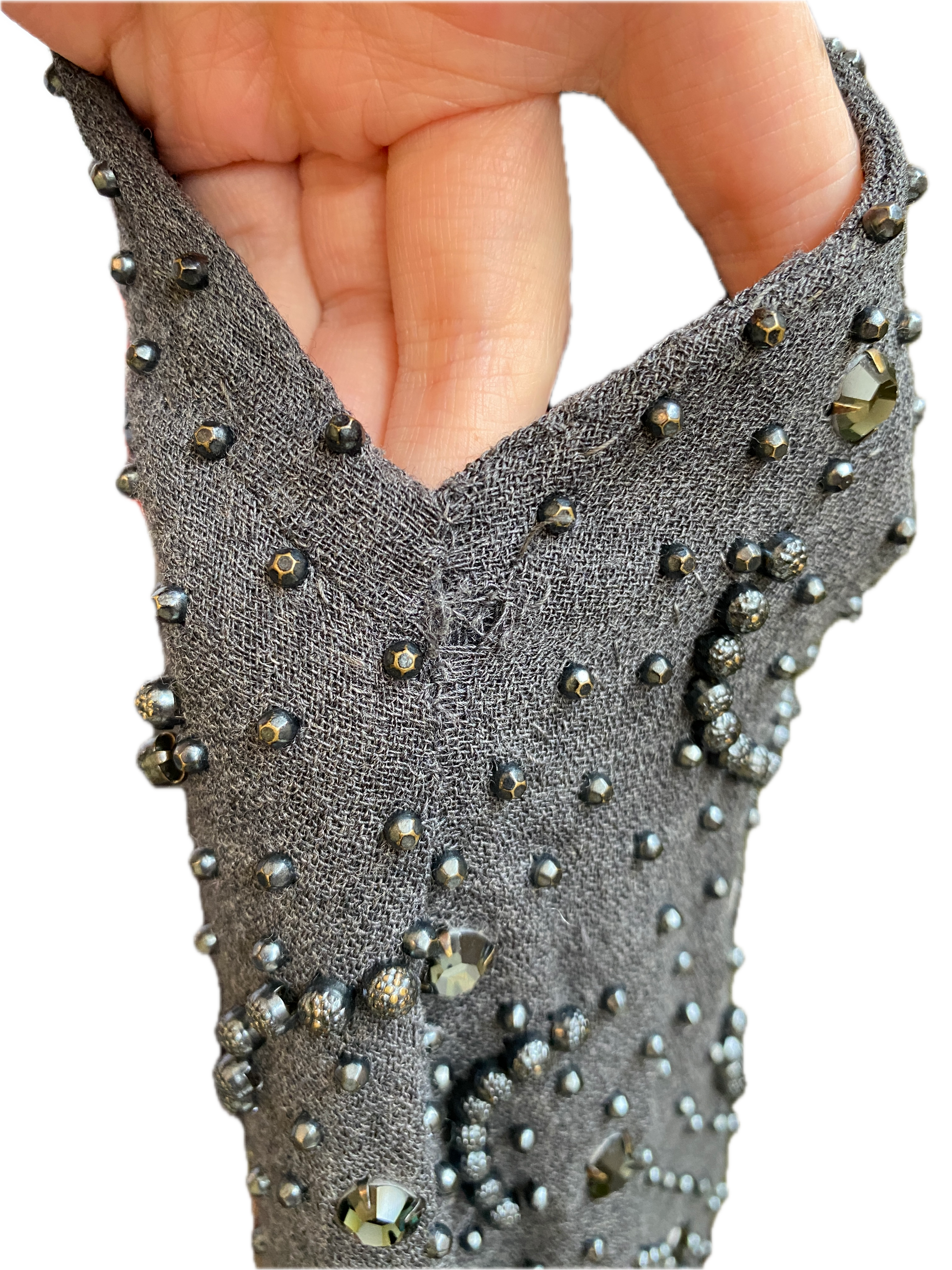 Vintage 1960s Grey Beaded Shift Party Dress, Medium Vintage 1960s Grey Beaded Shift Party Dress, Medium