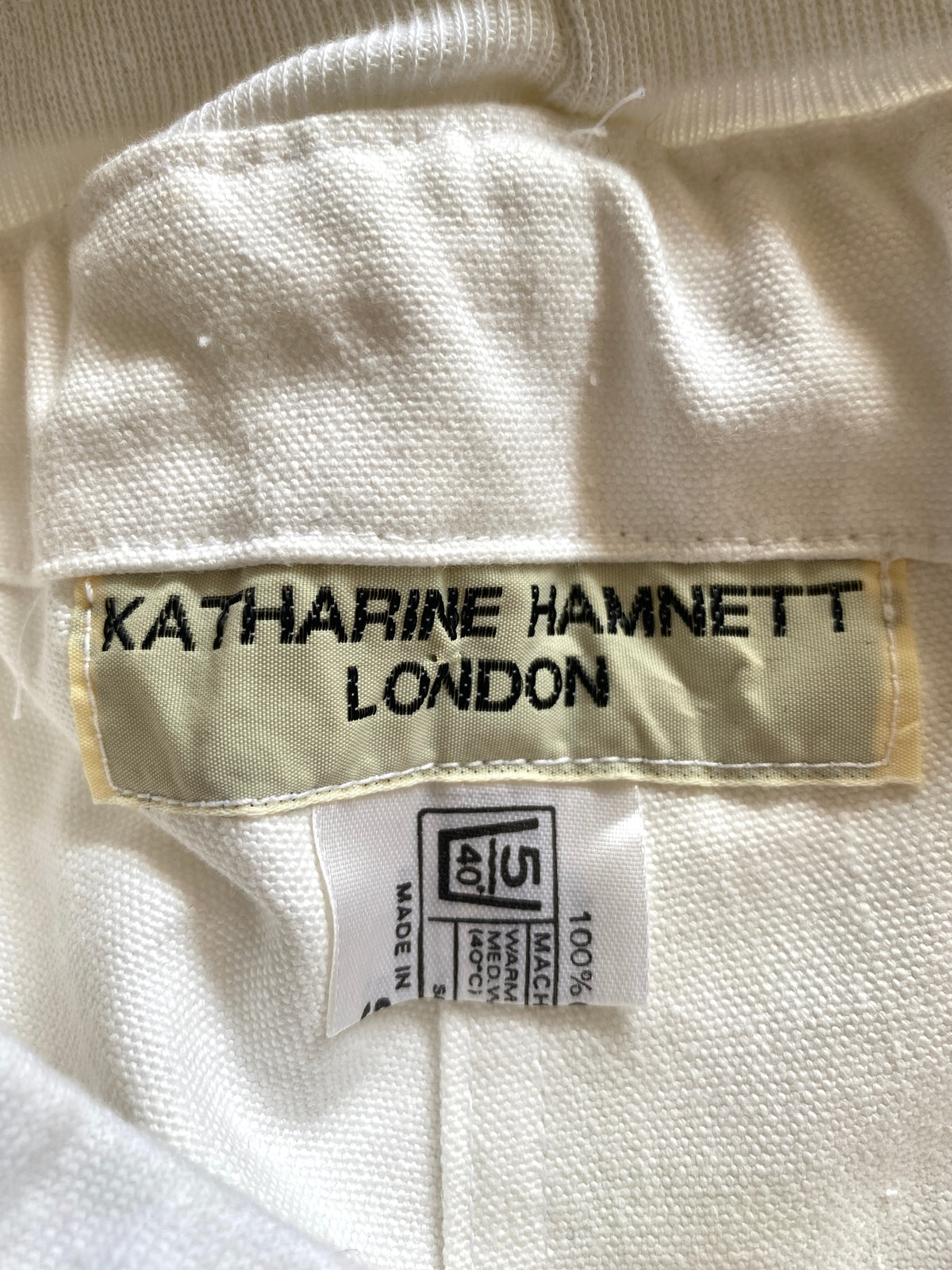 Vintage 1990s Katharine Hammett White Cotton Utility Jogger Pants, Unisex Small