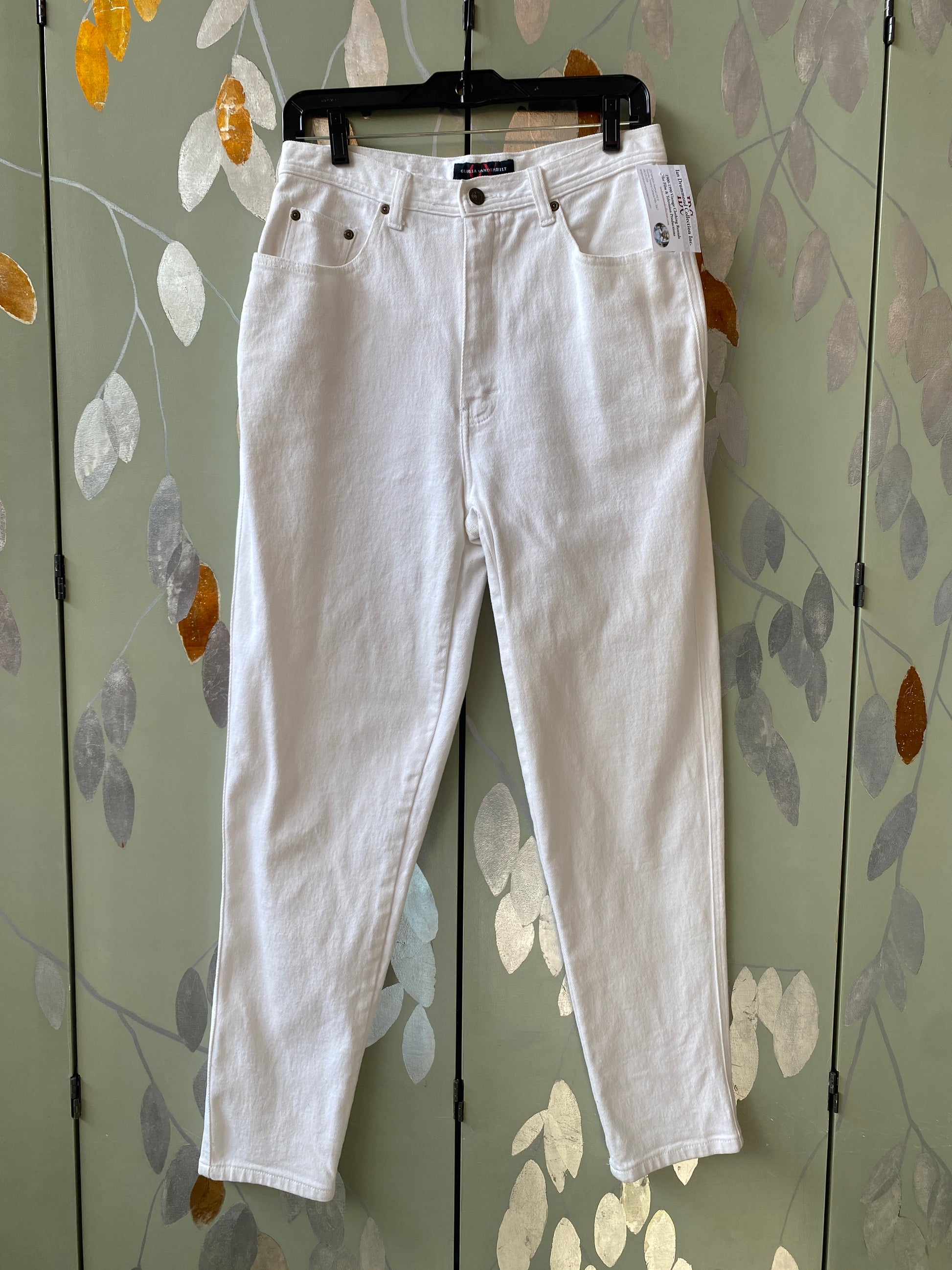 Vintage 1980s White Cotton Denim Gloria Vanderbilt Tapered Jeans, W30