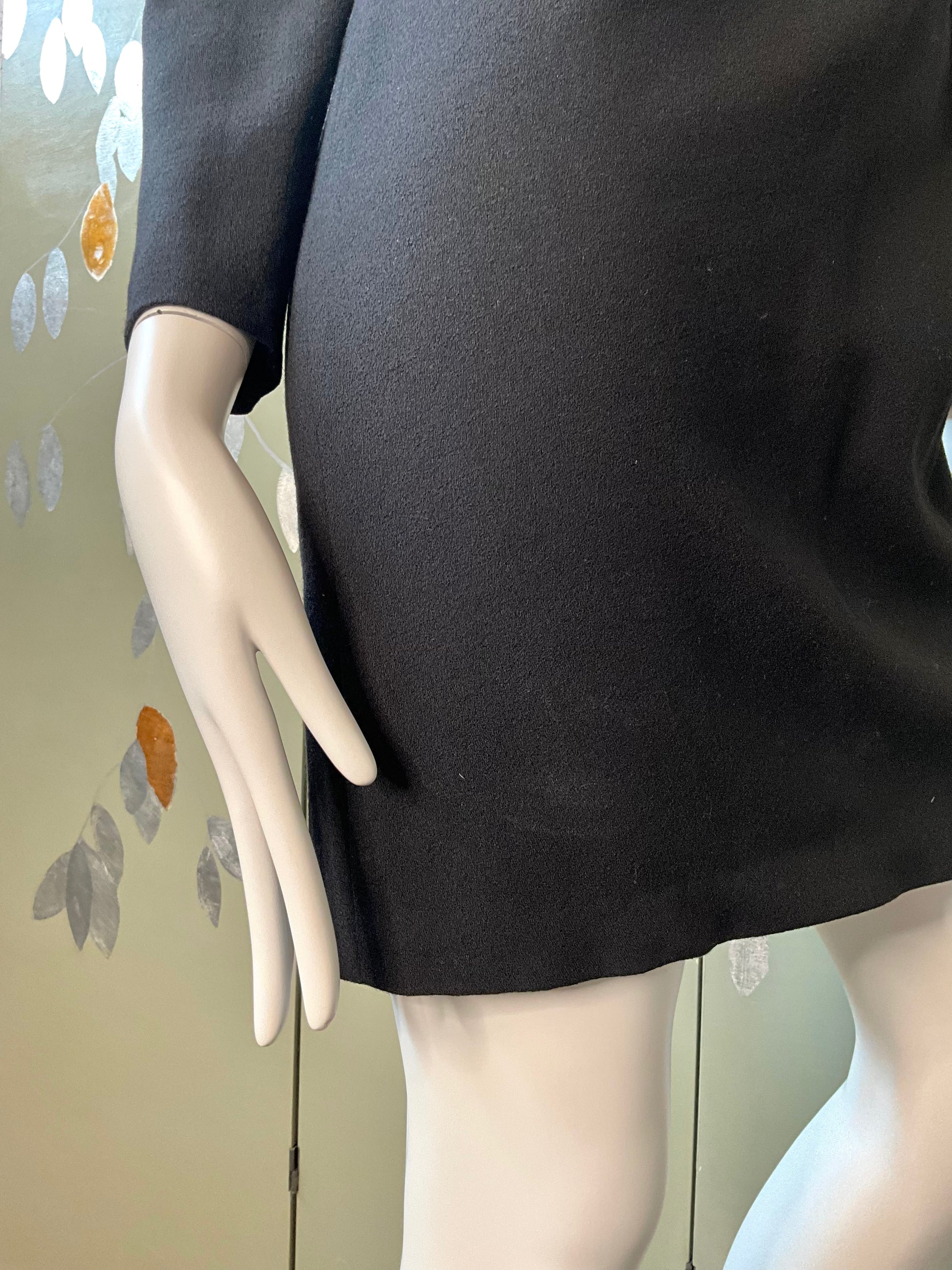 Vintage 1980s Black Velvet and Crepe Designer Dress with Bows, Small 