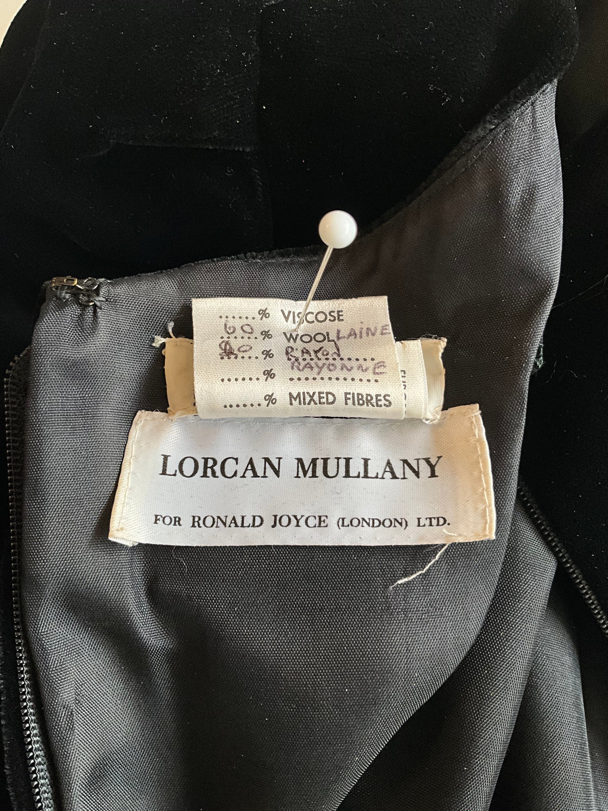 Vintage 1980s Black Velvet and Crepe Designer Dress with Bows, Small 