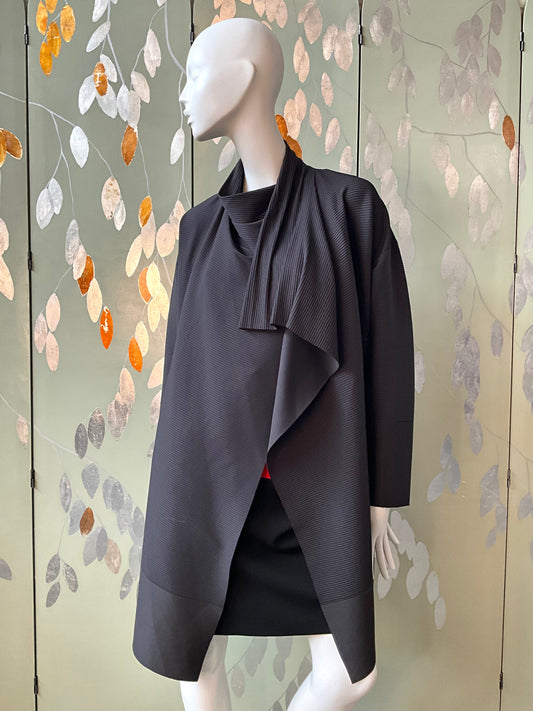 Vintage 2000s Issey Miyake Black Draped Jacket