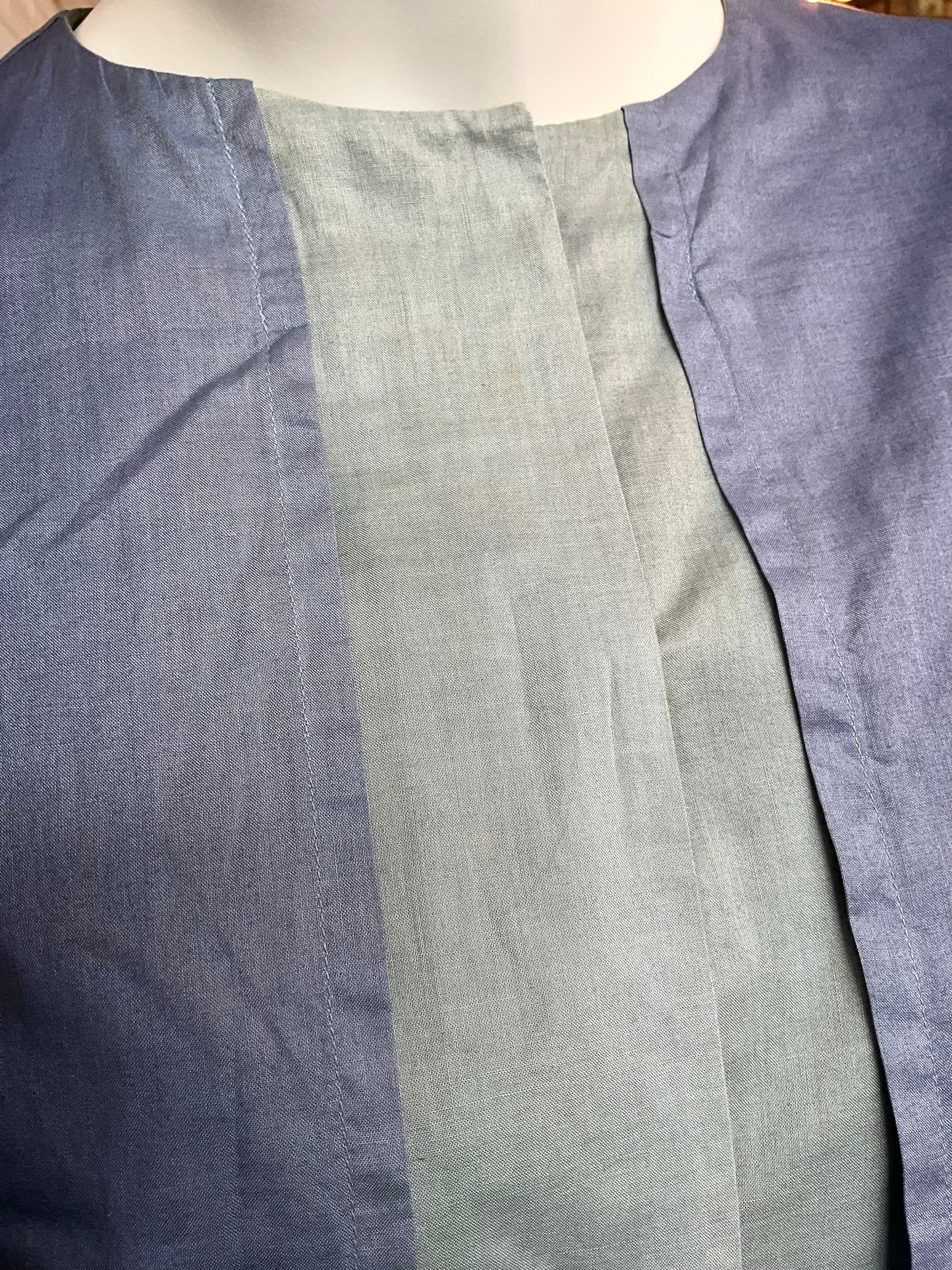 Vintage 1980s Issey Miyake 3 Piece Gradient Blue Cotton Culottes Set, XS