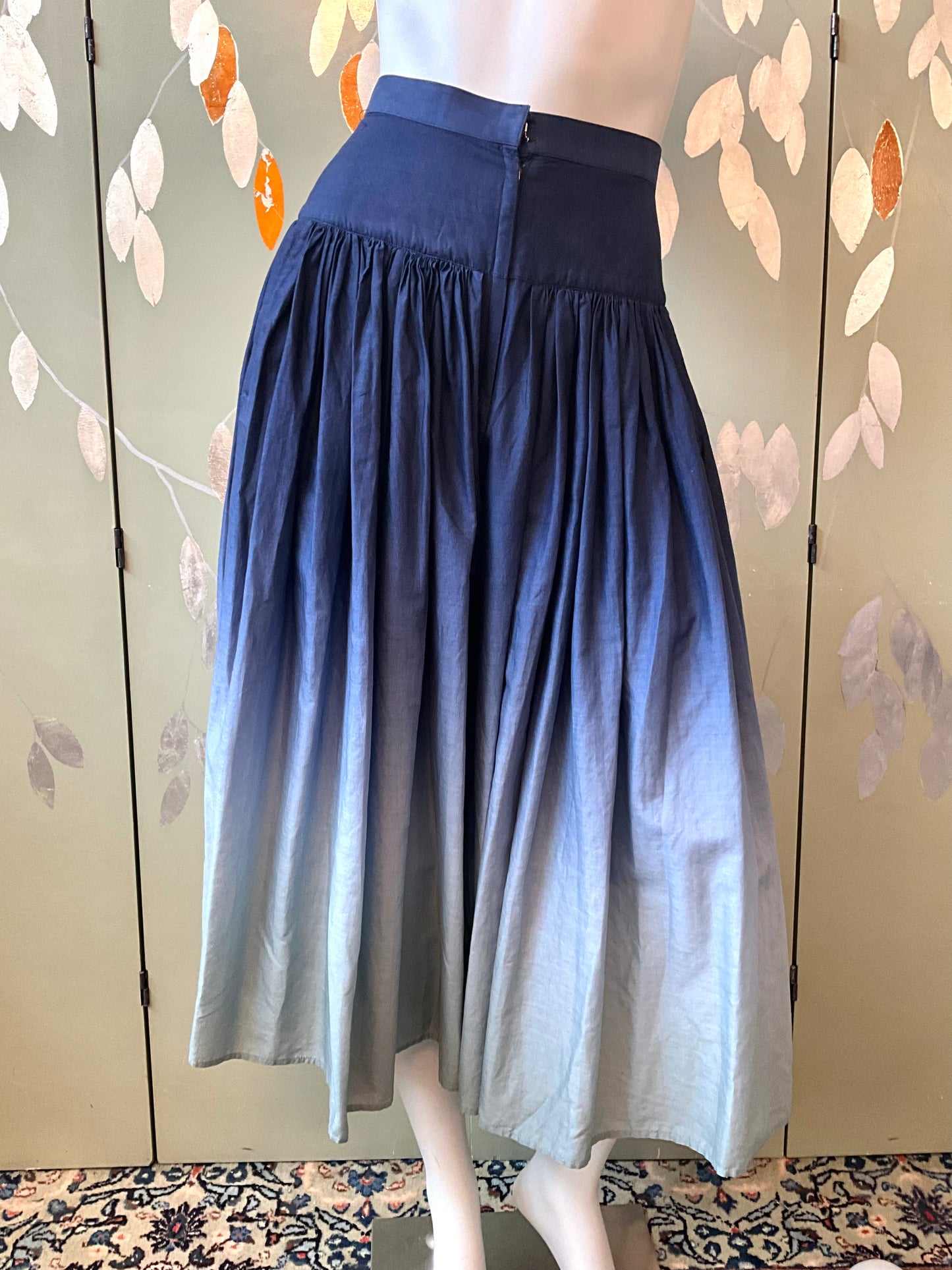 Vintage 1980s Issey Miyake 3 Piece Gradient Blue Cotton Culottes Set, XS