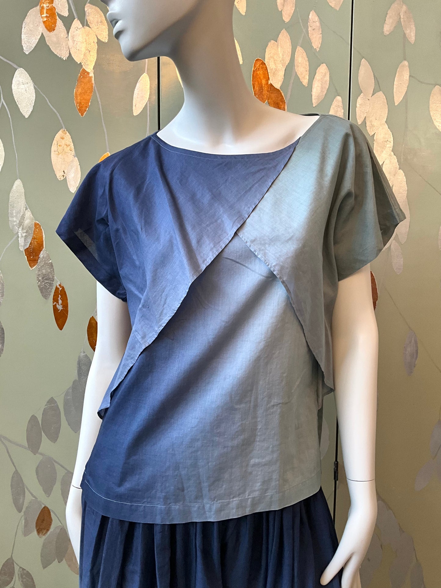 Vintage 1980s Issey Miyake 3 Piece Gradient Blue Cotton Culottes Set, XS