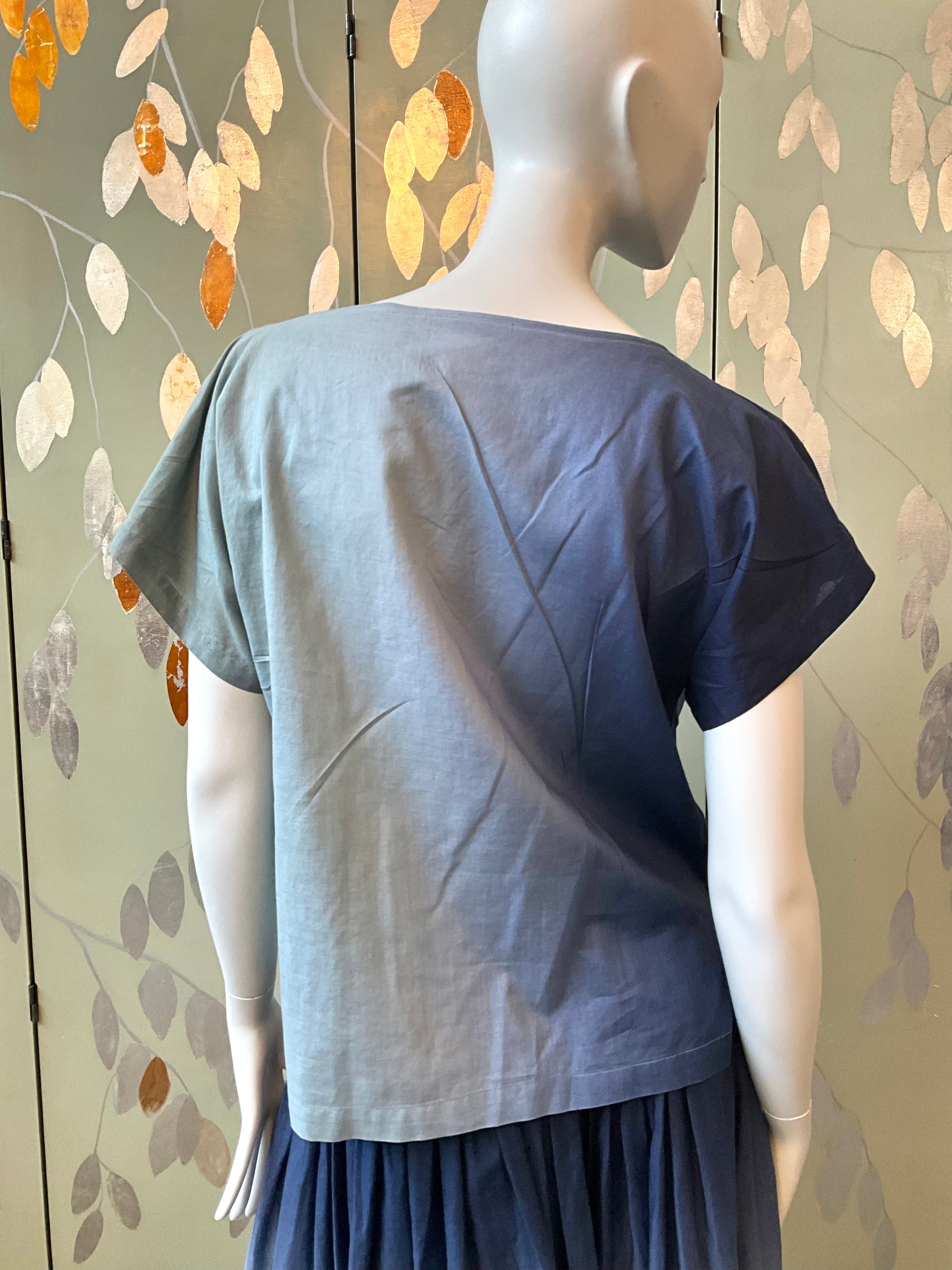Vintage 1980s Issey Miyake 3 Piece Gradient Blue Cotton Culottes Set, XS
