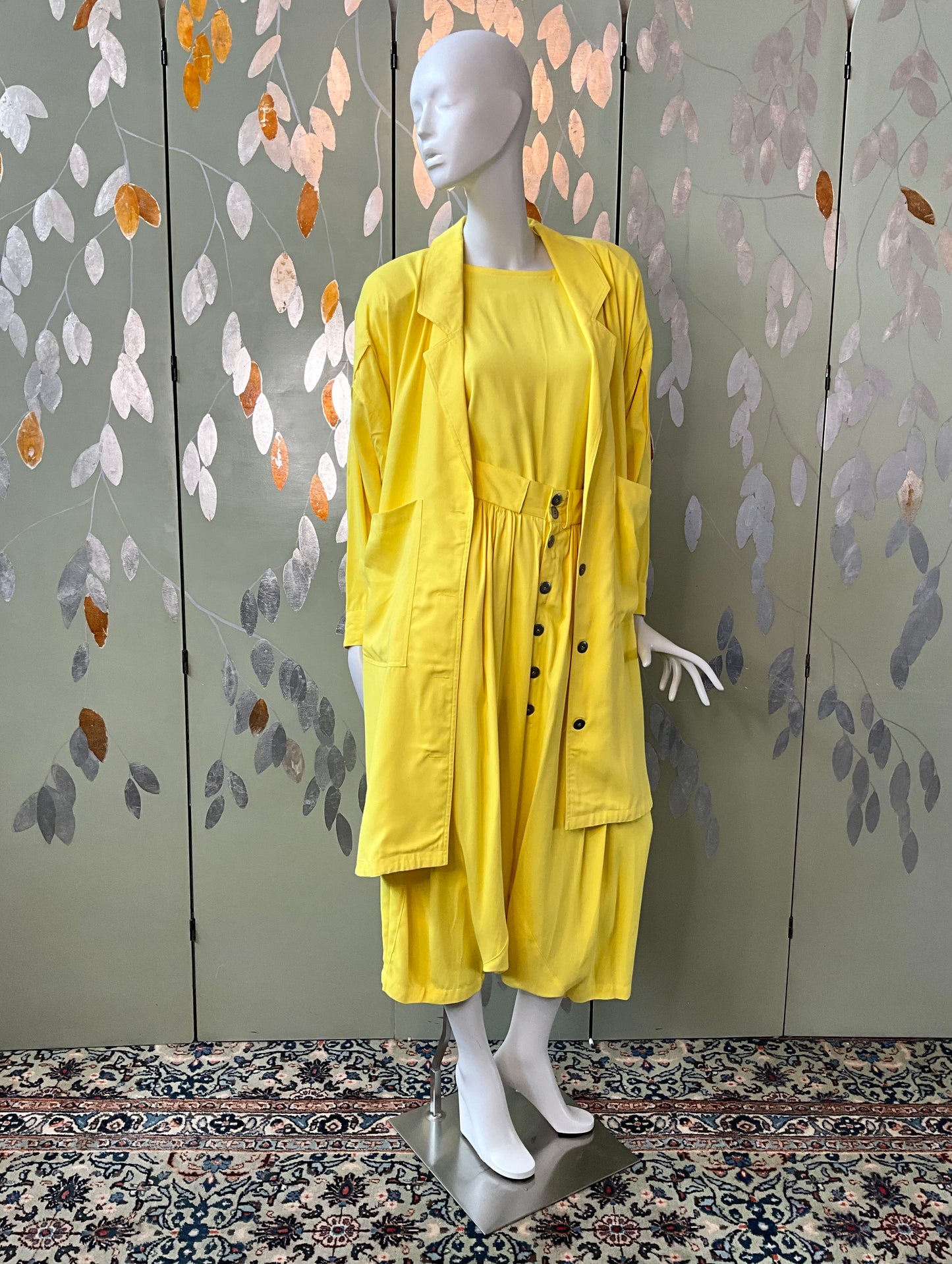 Vintage 1980s Jean Claude Poitras Yellow 3 Piece Harem Pant Set, Medium