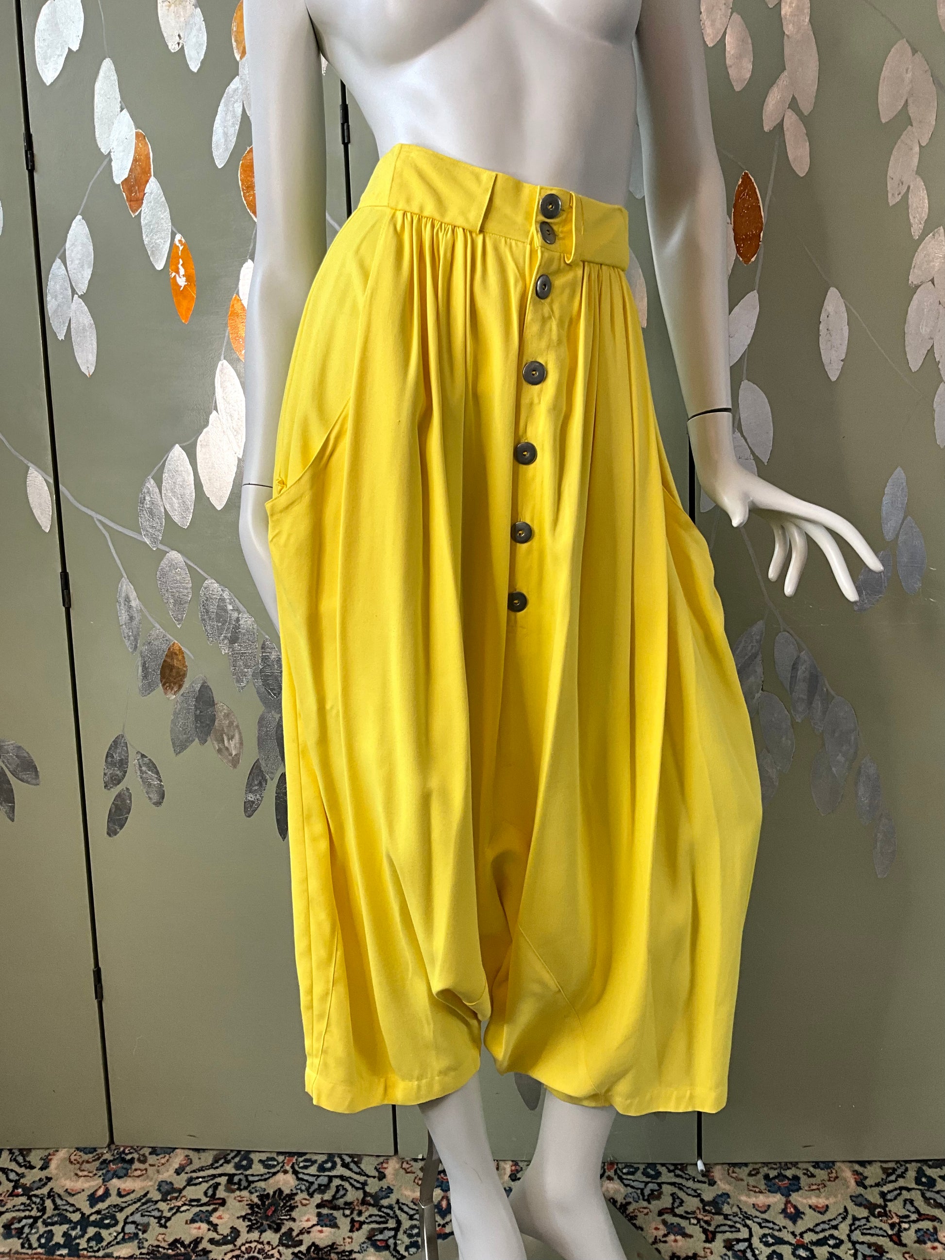 Vintage 1980s Jean Claude Poitras Yellow 3 Piece Harem Pant Set, Medium