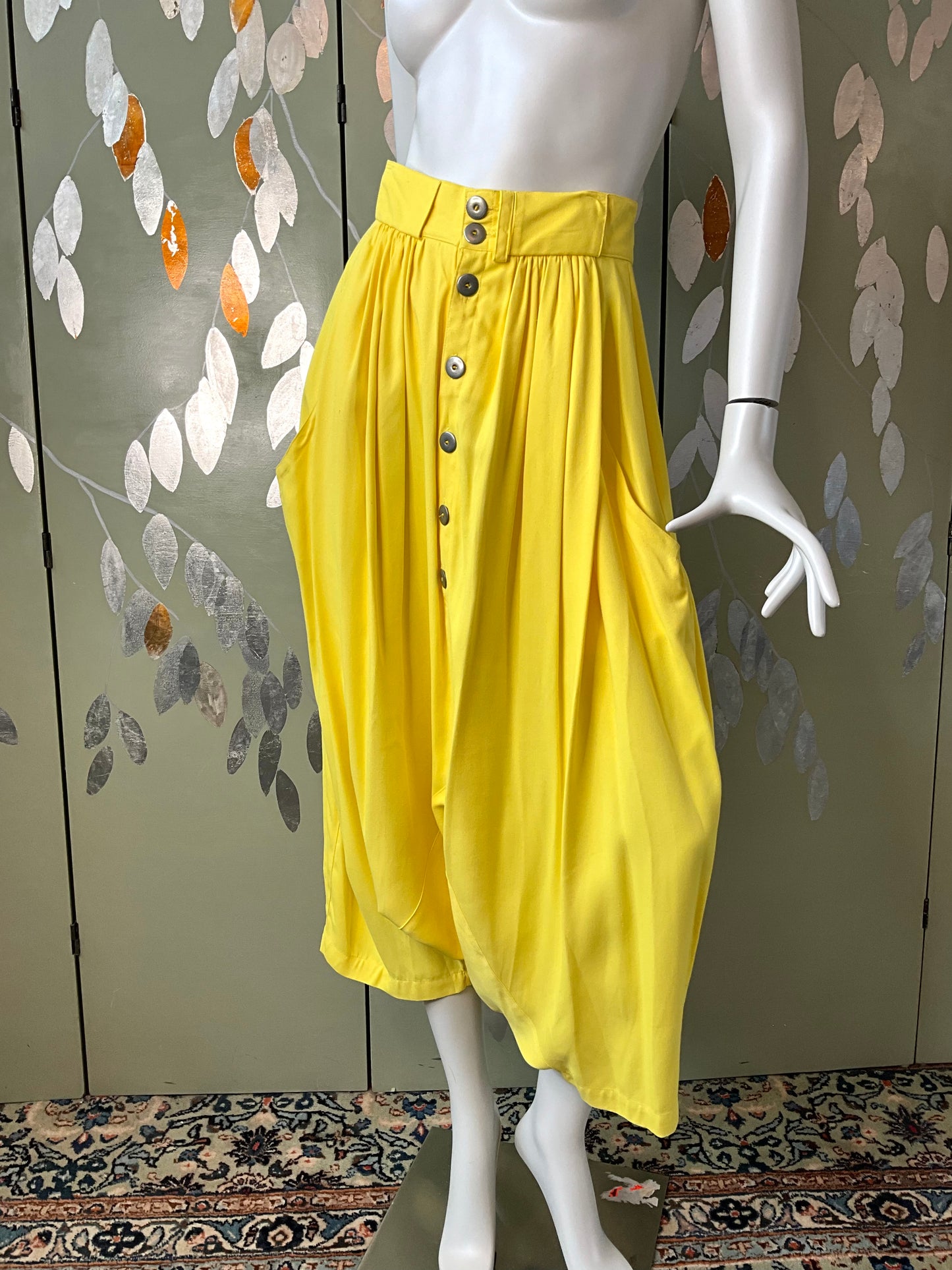 Vintage 1980s Jean Claude Poitras Yellow 3 Piece Harem Pant Set, Medium