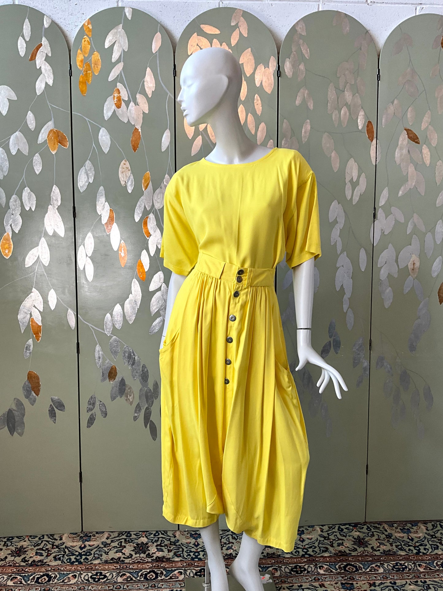 Vintage 1980s Jean Claude Poitras Yellow 3 Piece Harem Pant Set, Medium