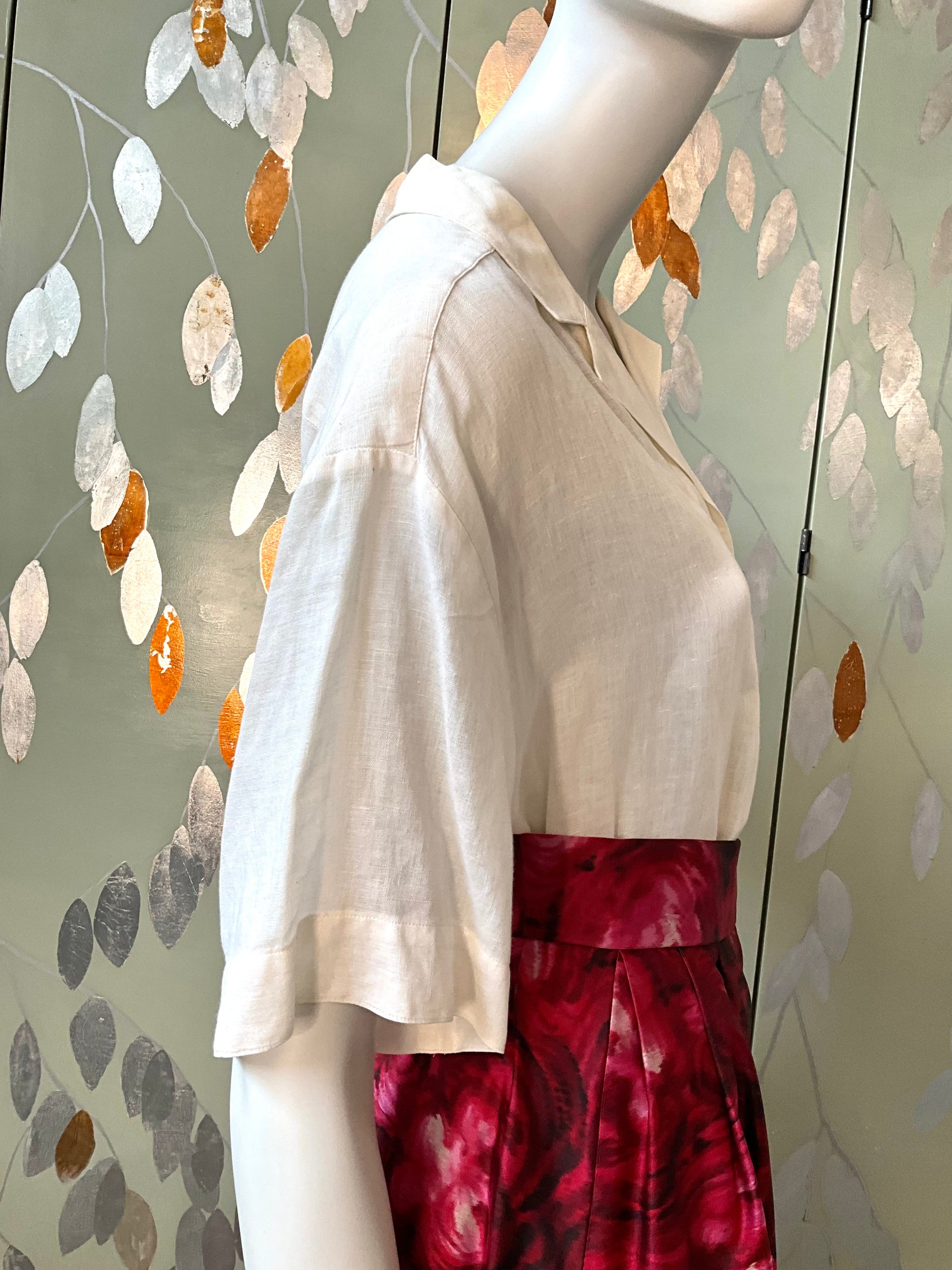 Vintage 1990s Karl Lagerfeld White Cotton Fashion Lady Illustration Blouse, XL