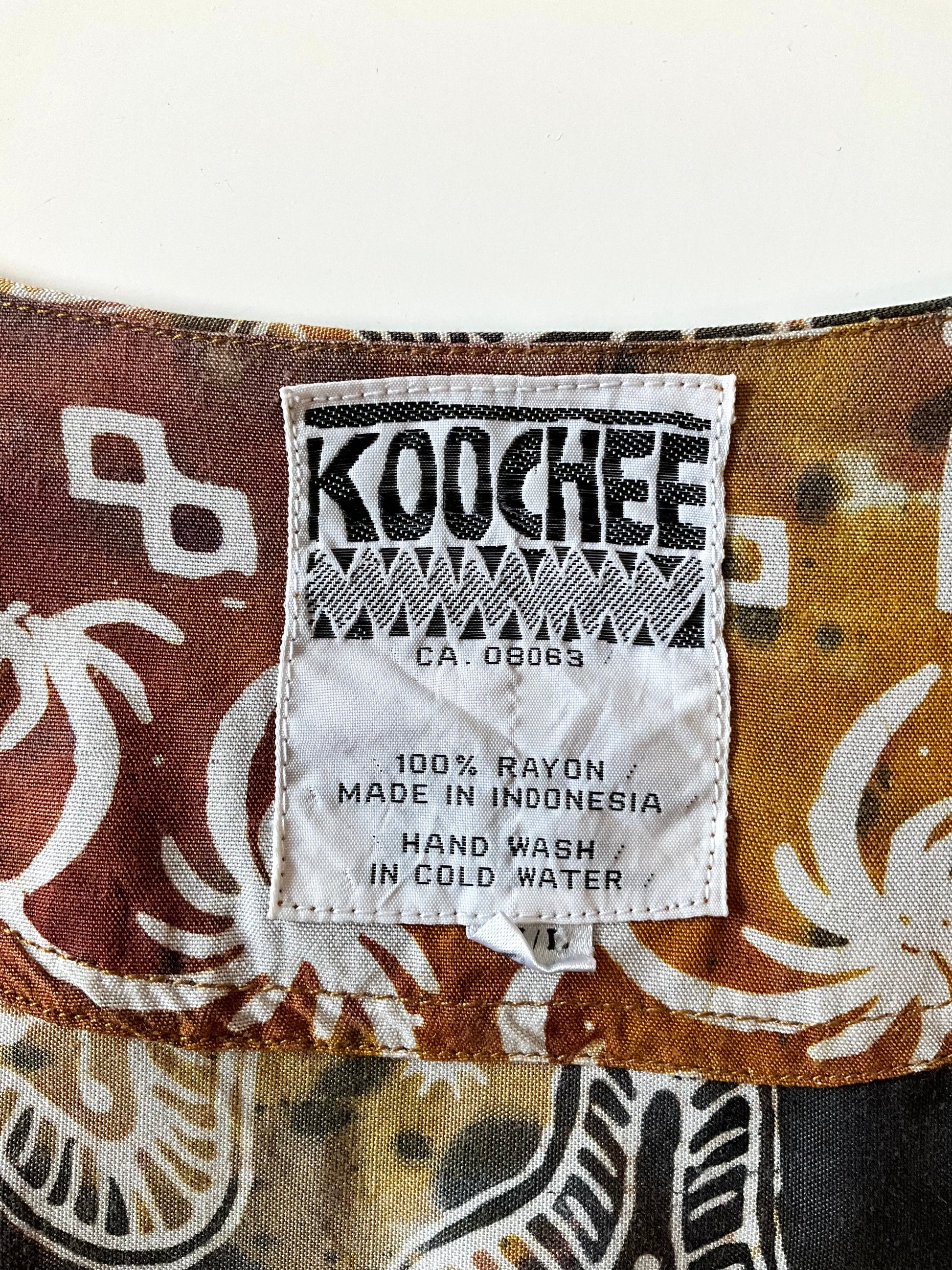 Vintage 1990s Koochee Abstract Print Rayon Long Sleeve Blouse, M/L