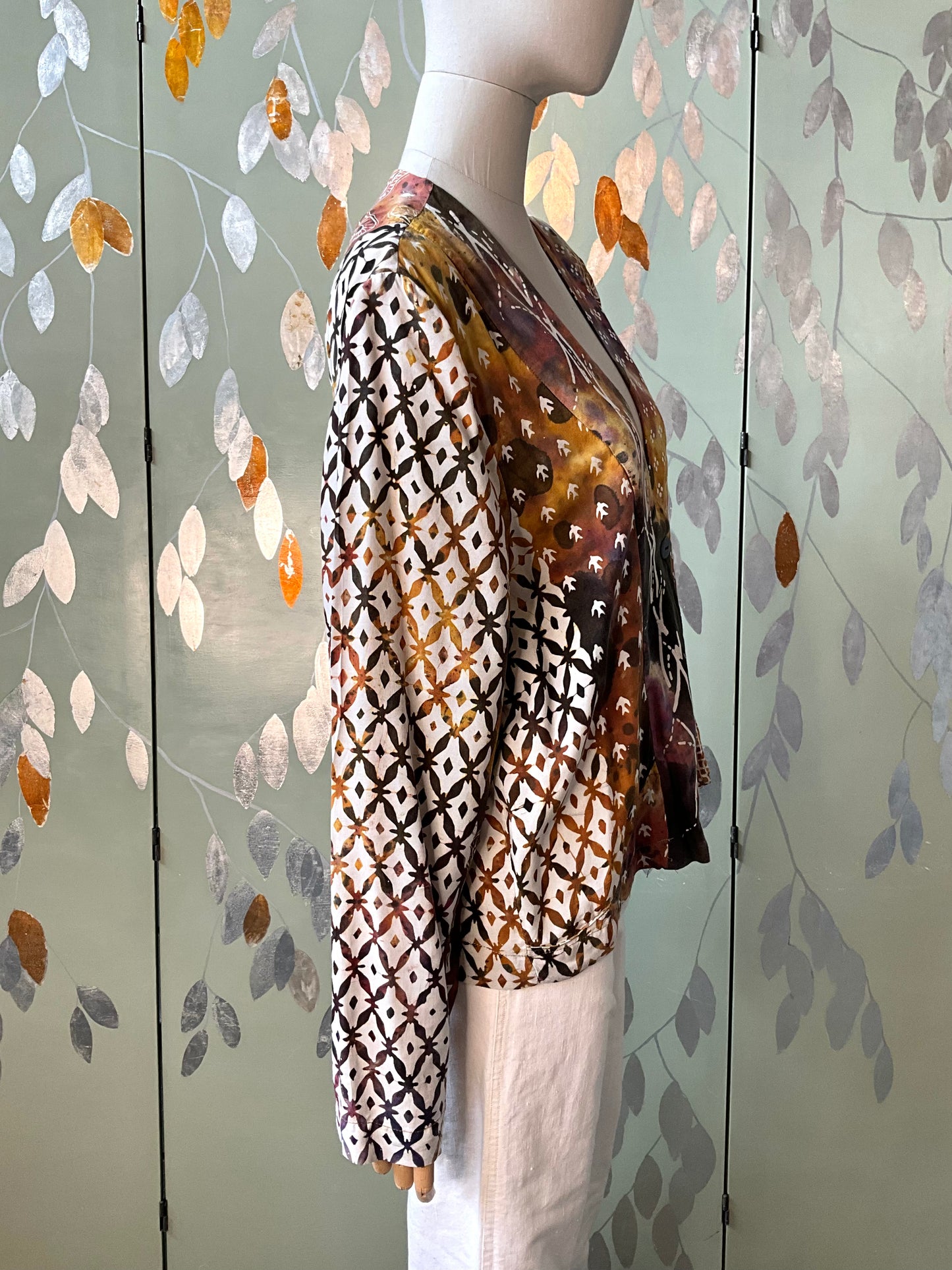 Vintage 1990s Koochee Abstract Print Rayon Long Sleeve Blouse, M/L