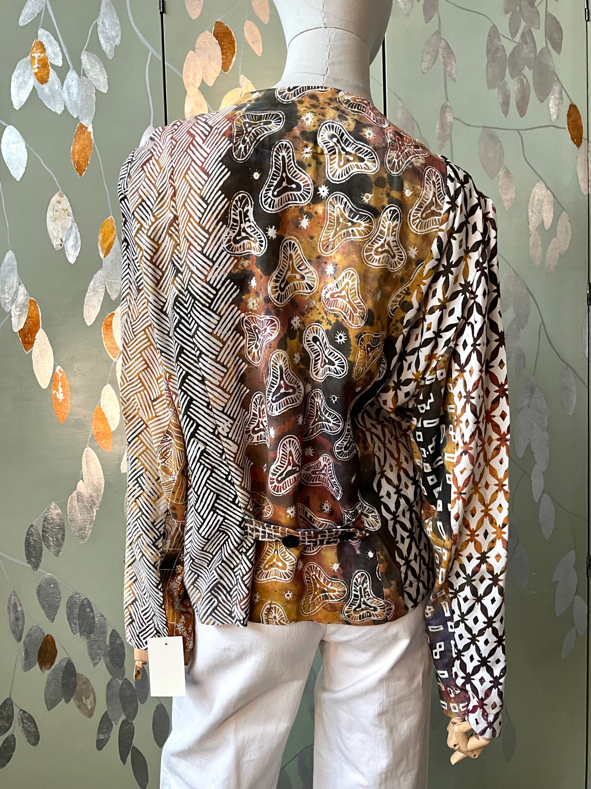 Vintage 1990s Koochee Abstract Print Rayon Long Sleeve Blouse, M/L