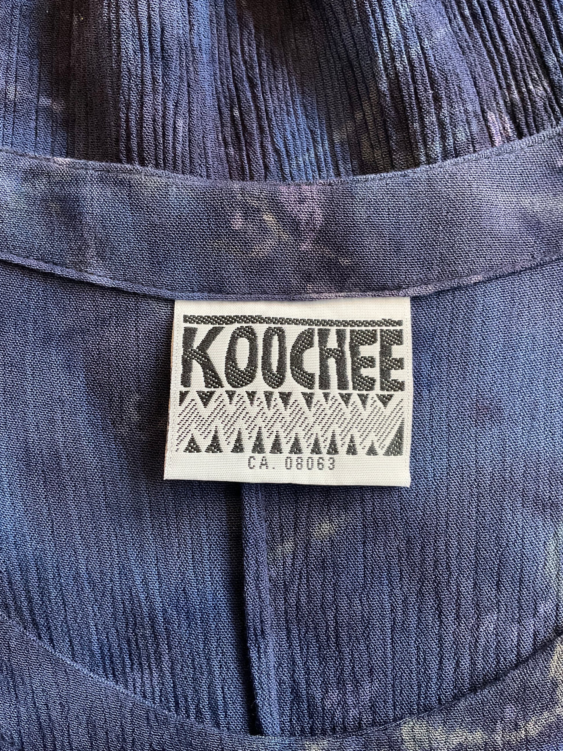 Vintage 1990s Koochee Purple Tie Dye Crinkle Dress, Medium 