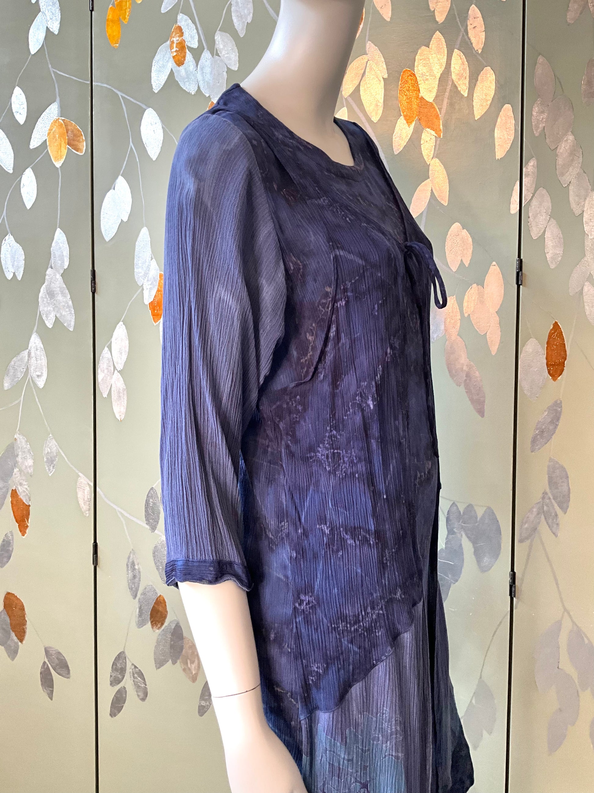 Vintage 1990s Koochee Purple Tie Dye Crinkle Dress, Medium 