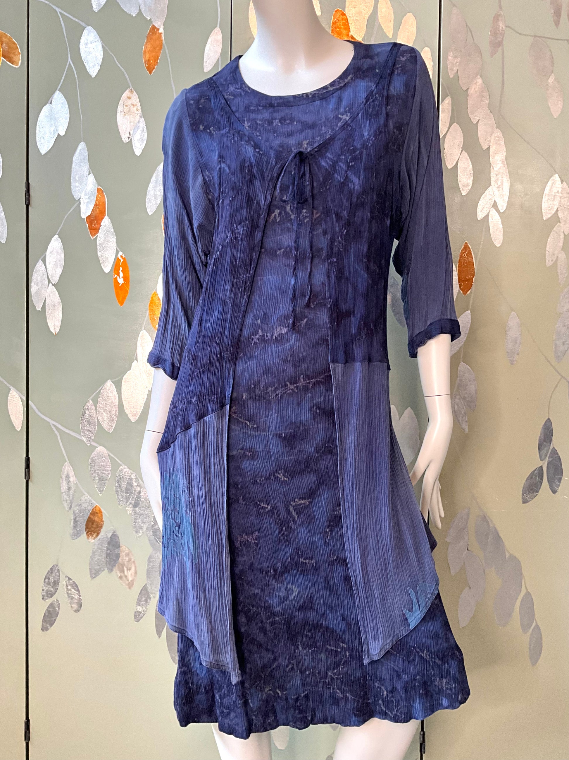 Vintage 1990s Koochee Purple Tie Dye Crinkle Dress, Medium 