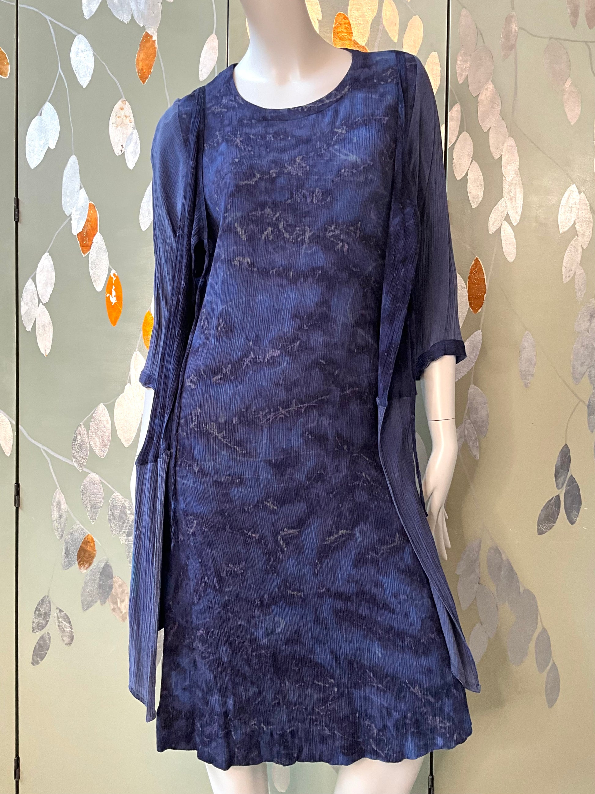 Vintage 1990s Koochee Purple Tie Dye Crinkle Dress, Medium 