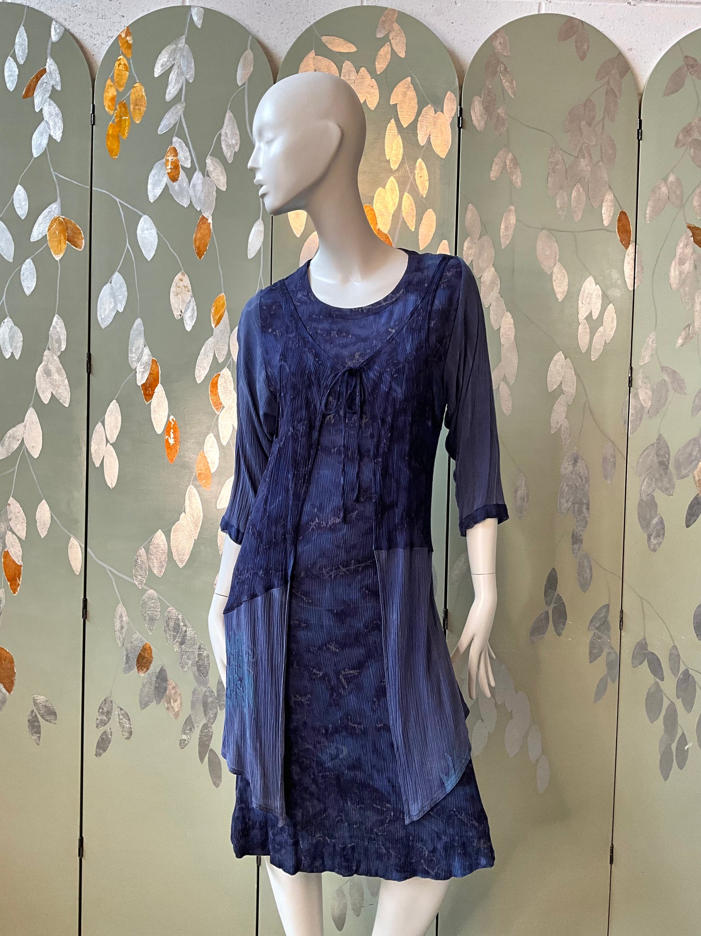 Vintage 1990s Koochee Purple Tie Dye Crinkle Dress, Medium 