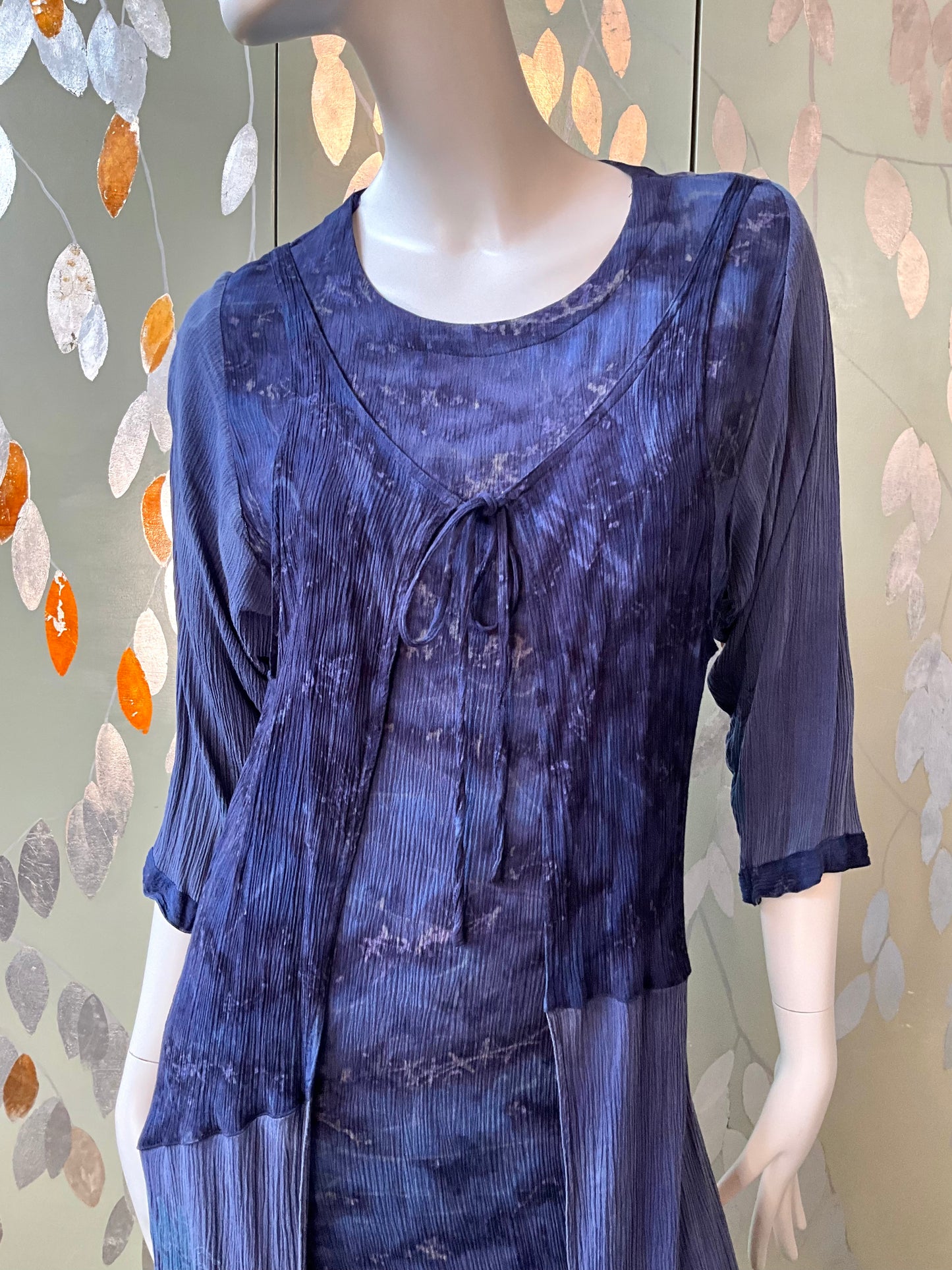 Vintage 1990s Koochee Purple Tie Dye Crinkle Dress, Medium 