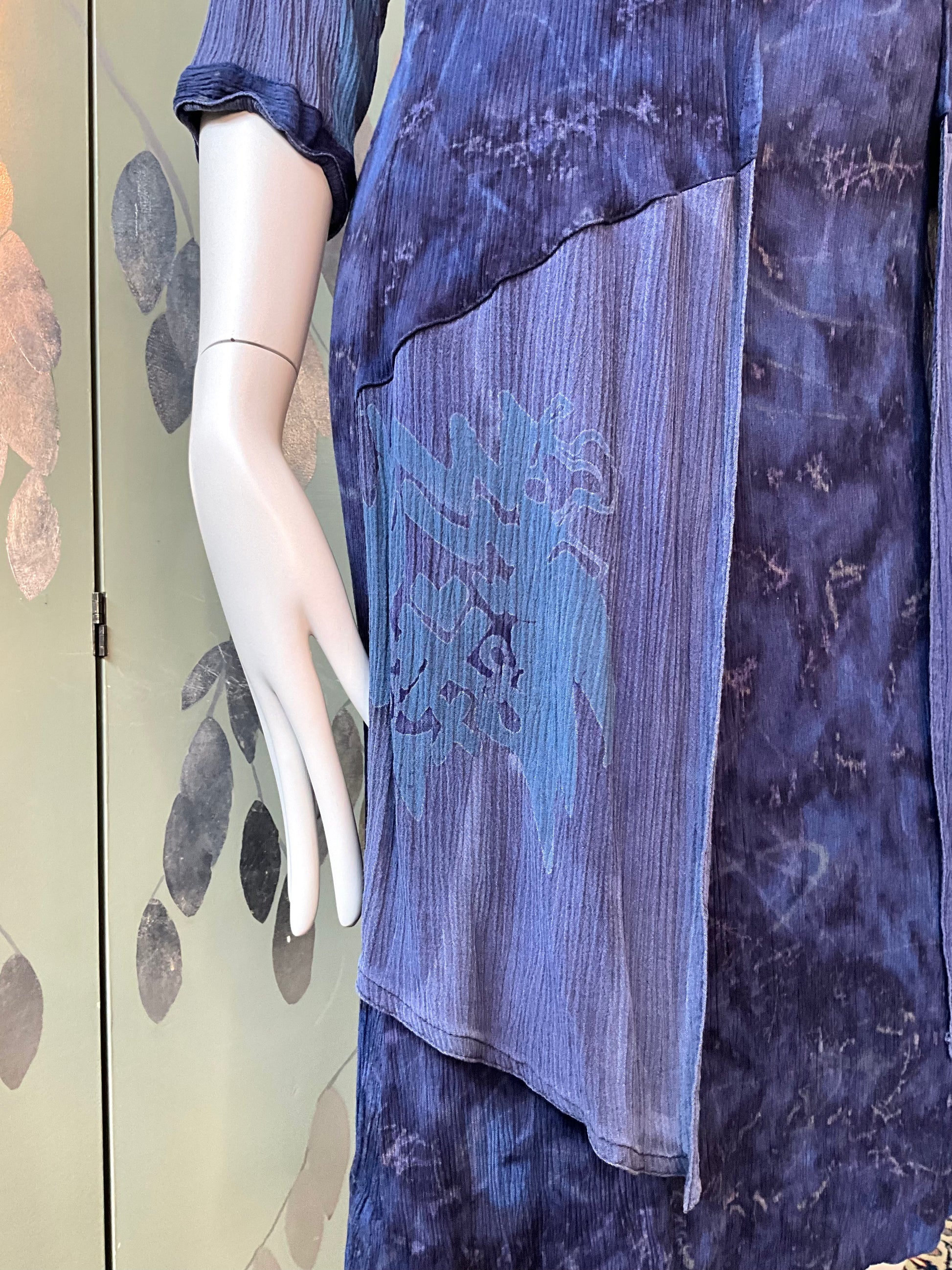 Vintage 1990s Koochee Purple Tie Dye Crinkle Dress, Medium 