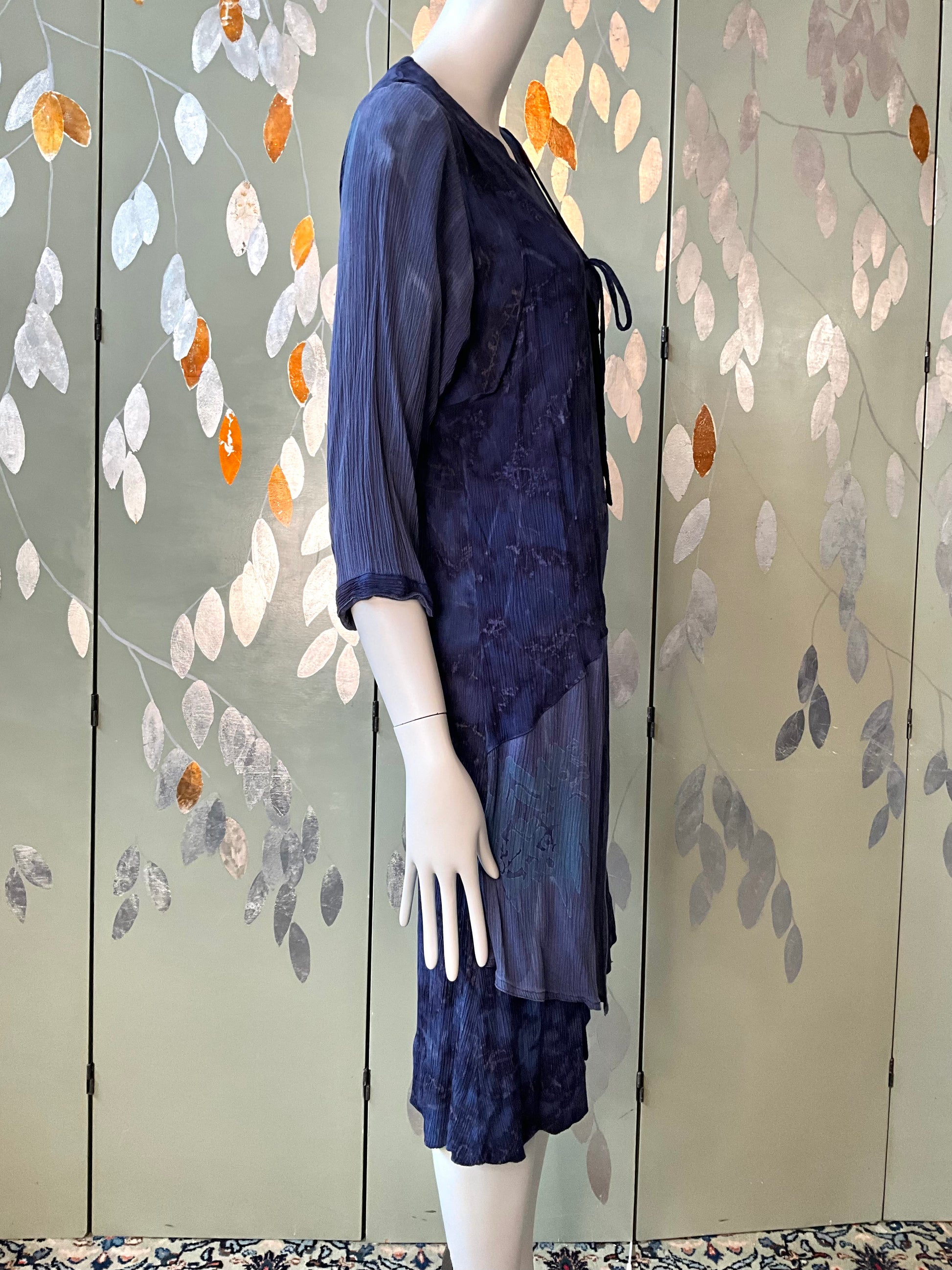 Vintage 1990s Koochee Purple Tie Dye Crinkle Dress, Medium 