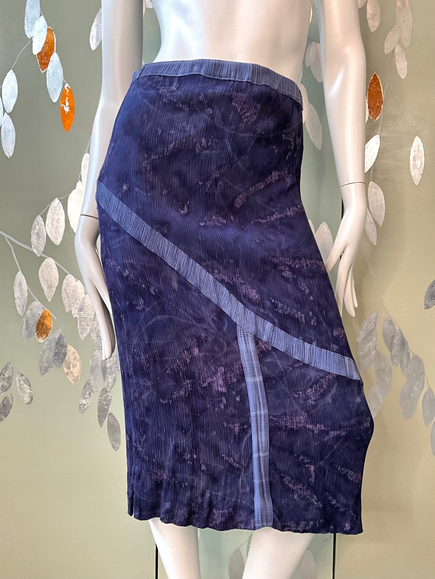 Vintage 1990s Koochee Purple Blue Tie Dye Crinkle Skirt Set, Medium 