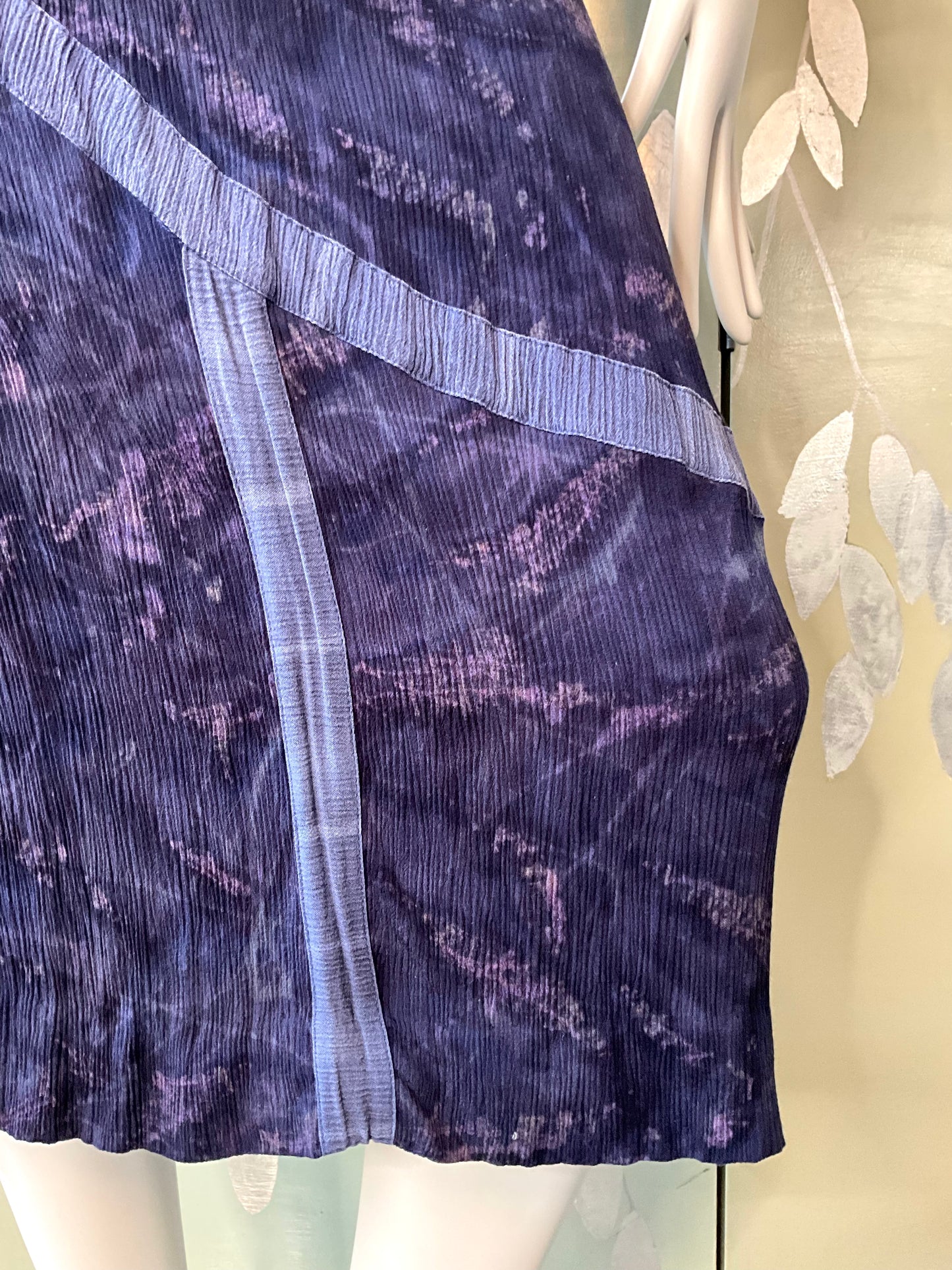 Vintage 1990s Koochee Purple Blue Tie Dye Crinkle Skirt Set, Medium 