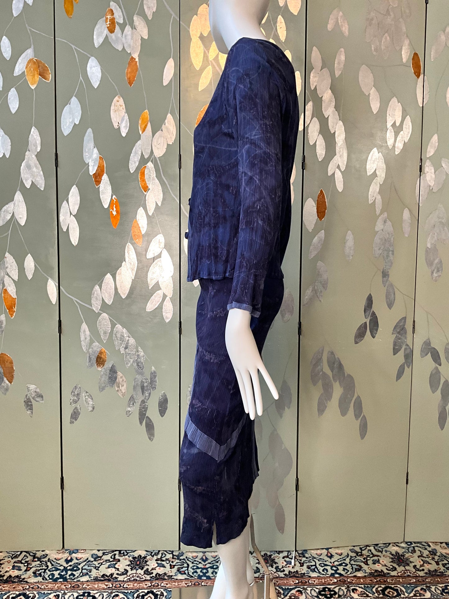 Vintage 1990s Koochee Purple Blue Tie Dye Crinkle Skirt Set, Medium 