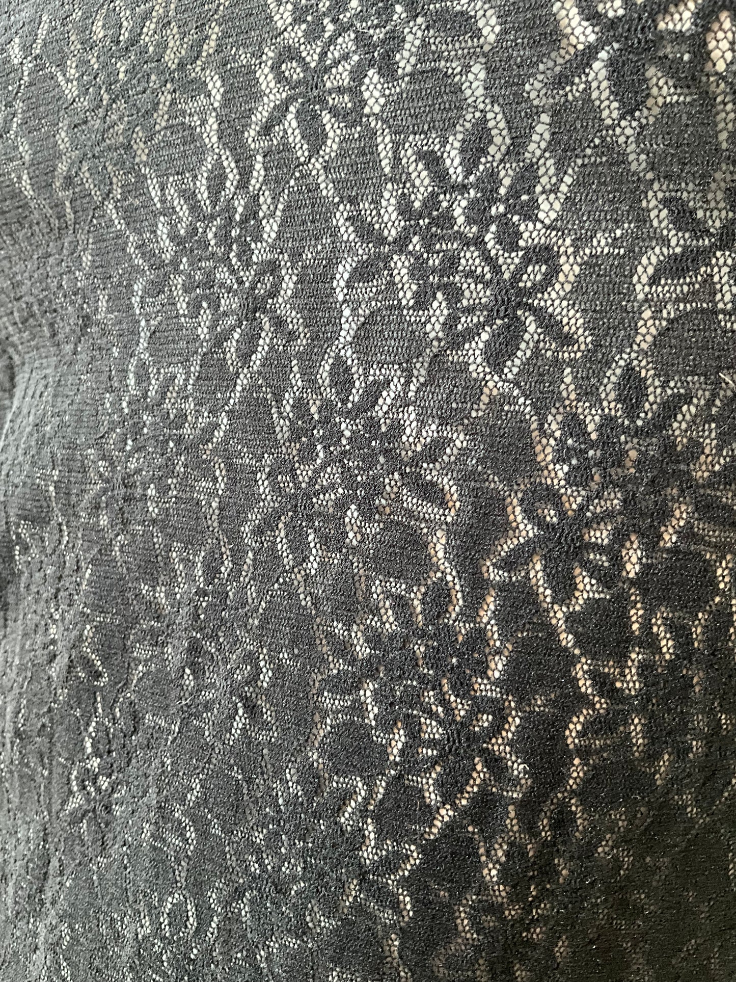 Vintage 1990s Black Lace Sheer Teddy Bodysuit with Rosette, Small 