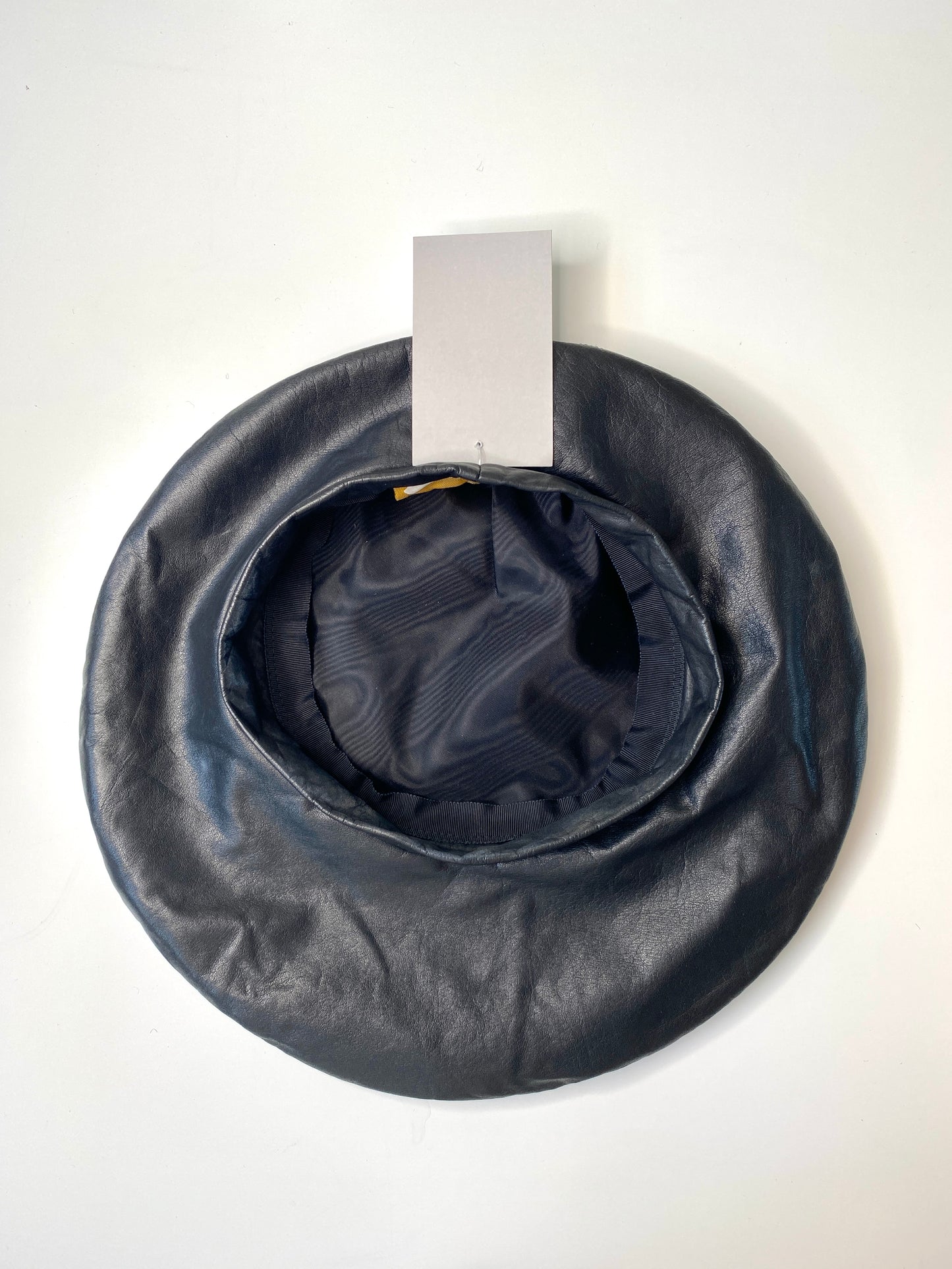 Vintage 1980s Black Leather Oversized Beret, Medium 