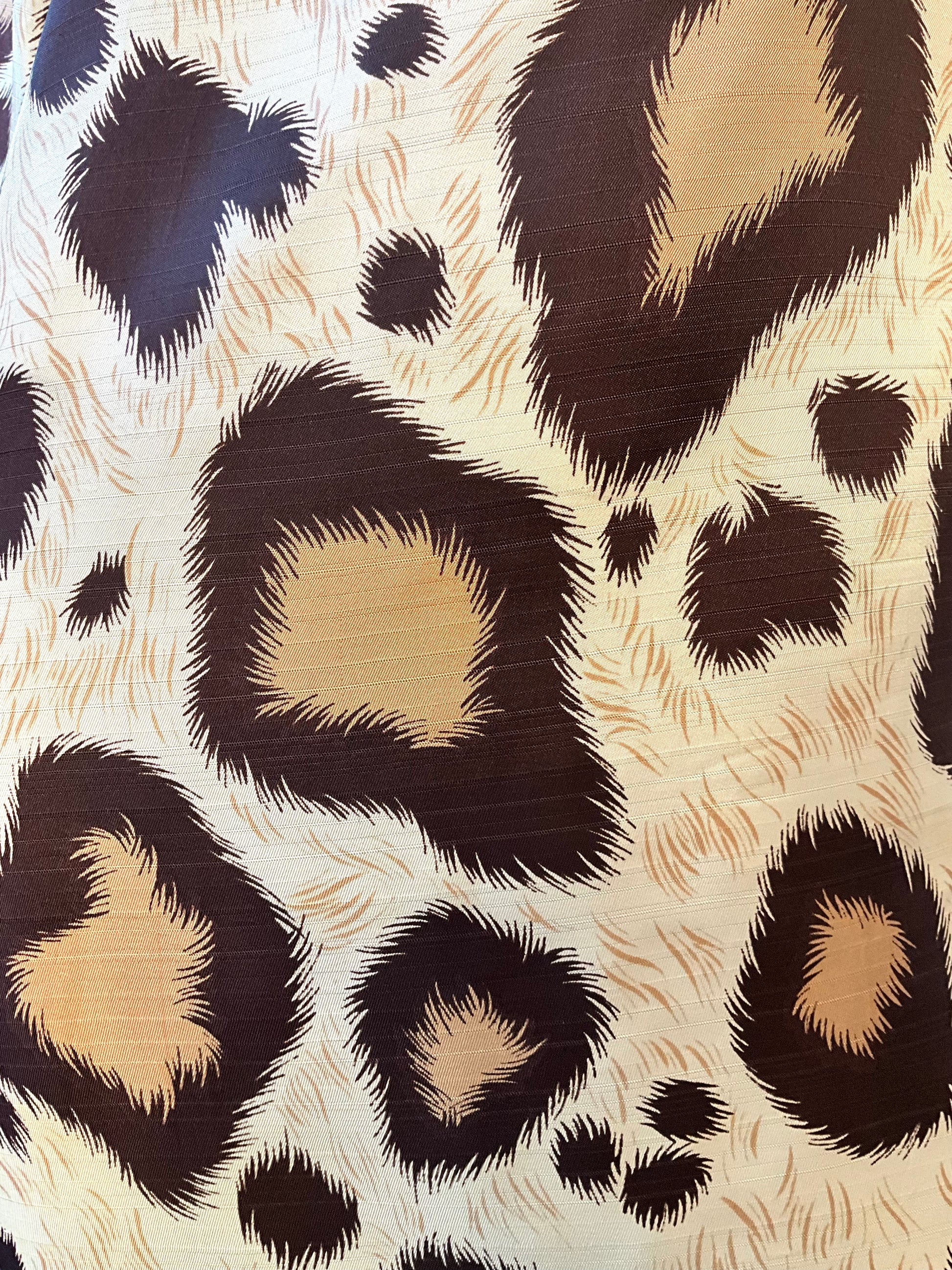 Vintage 1960s Brown Beige Leopard Print Bell Sleeve Mini Dress, Small 