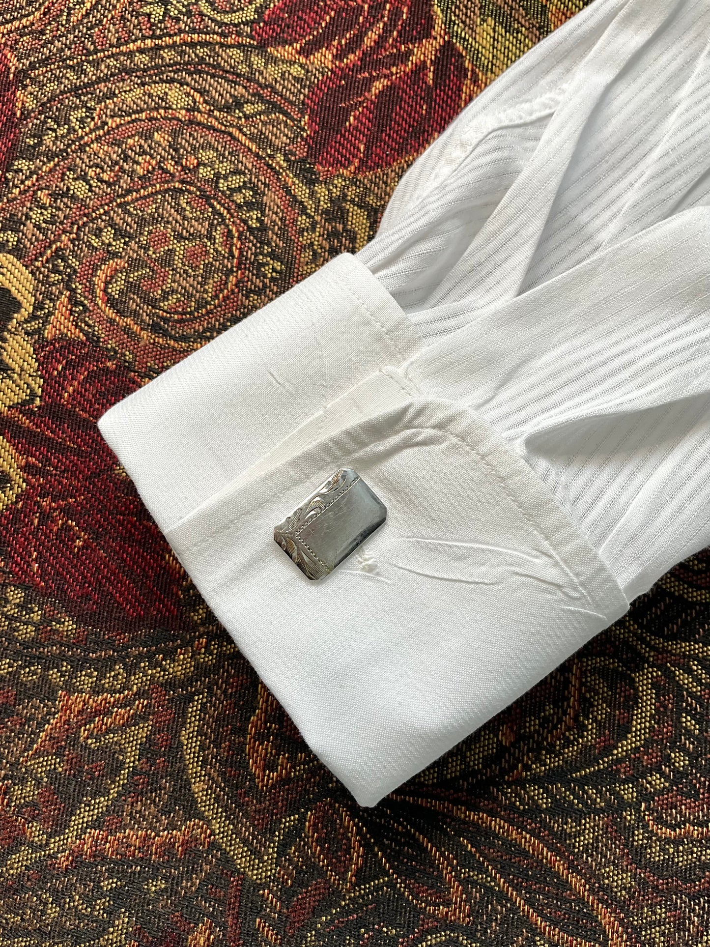 Vintage Sterling Silver Cuff Links and Tie Clip Set in Box 