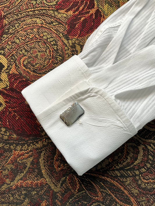 Vintage Sterling Silver Cuff Links and Tie Clip Set in Box 