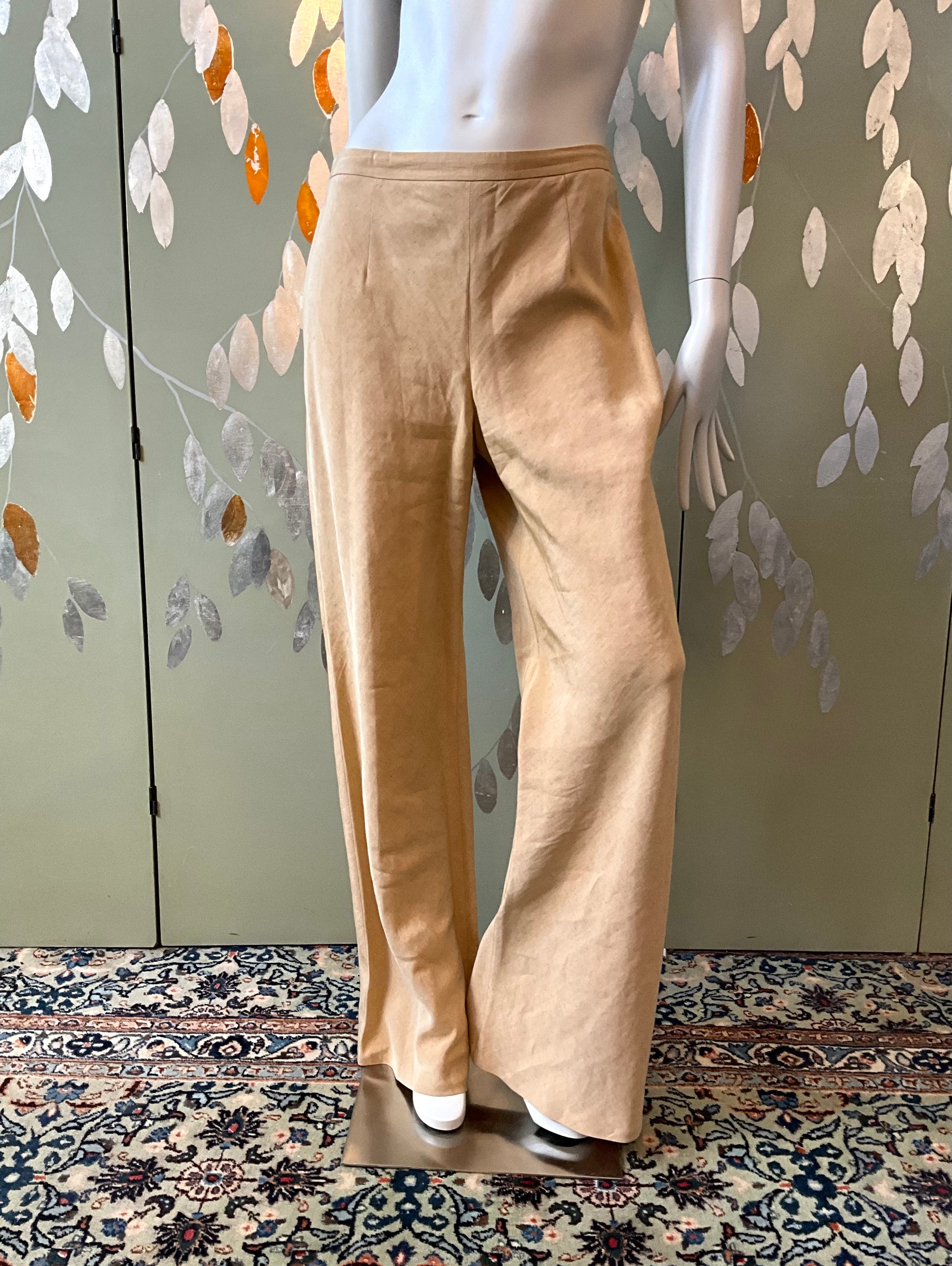 Vintage 1990s Giorgio Armani Tan Linen-Silk Pant Set, Large 