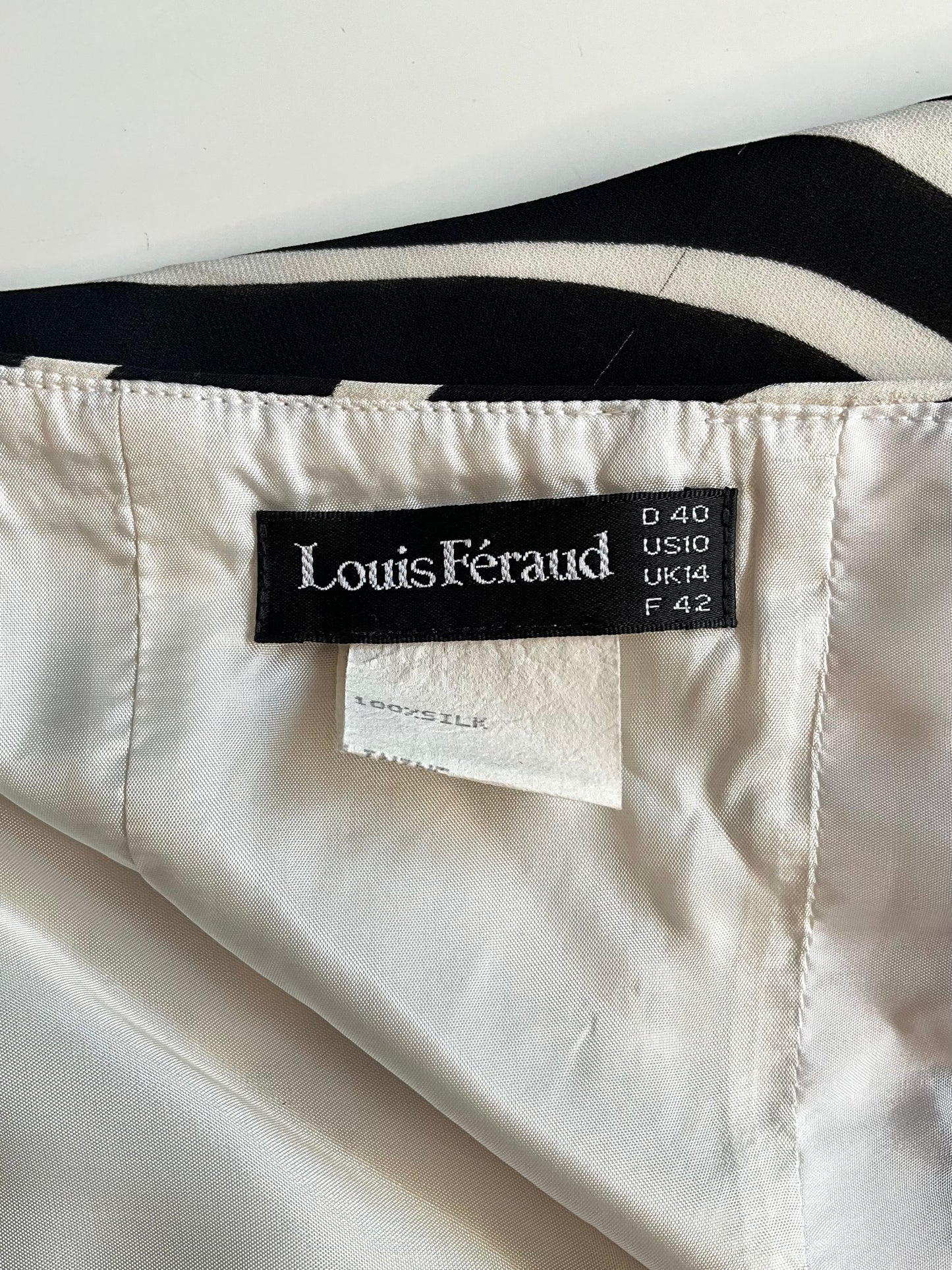 Vintage 1990s Louis Féraud Black and White Wave Print Skirt and Halter Top Set, XL