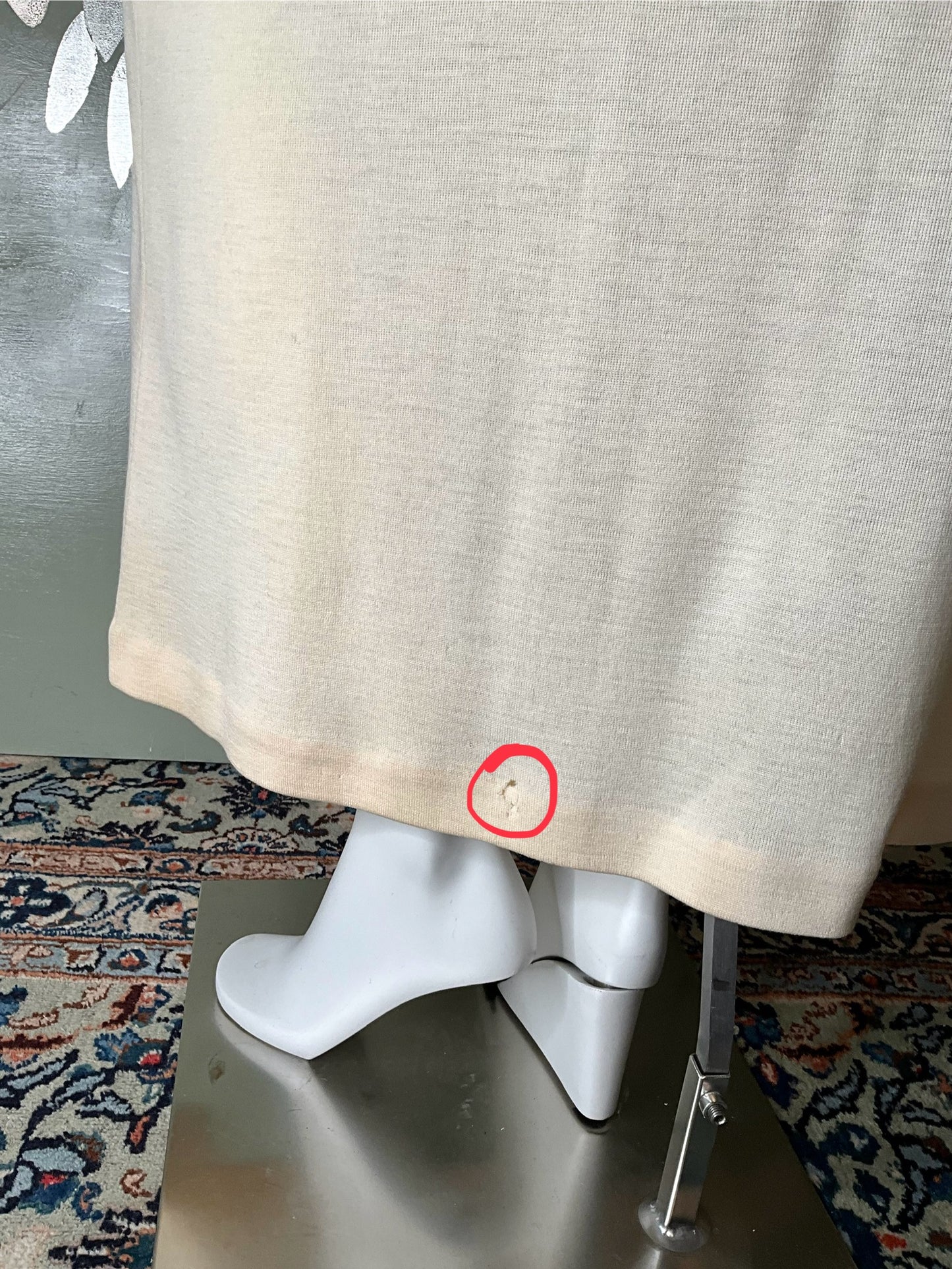 Vintage 1970s Malcolm Charles Cream Wool Long Sleeve Maxi Dress, S/M