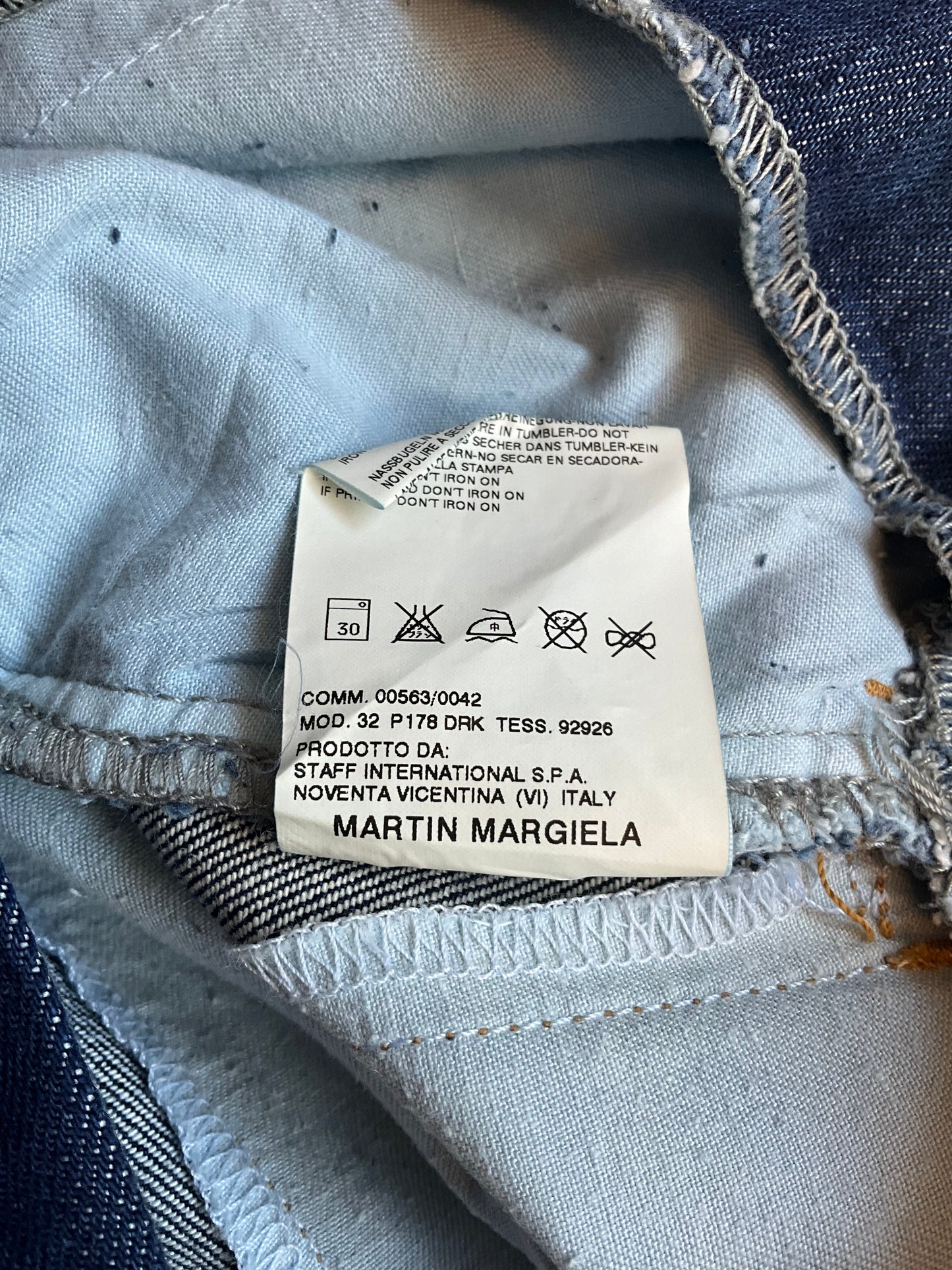 Vintage 2000s Maison Margiela MM6 Dark Wash Denim Straight Distressed Jeans, Small