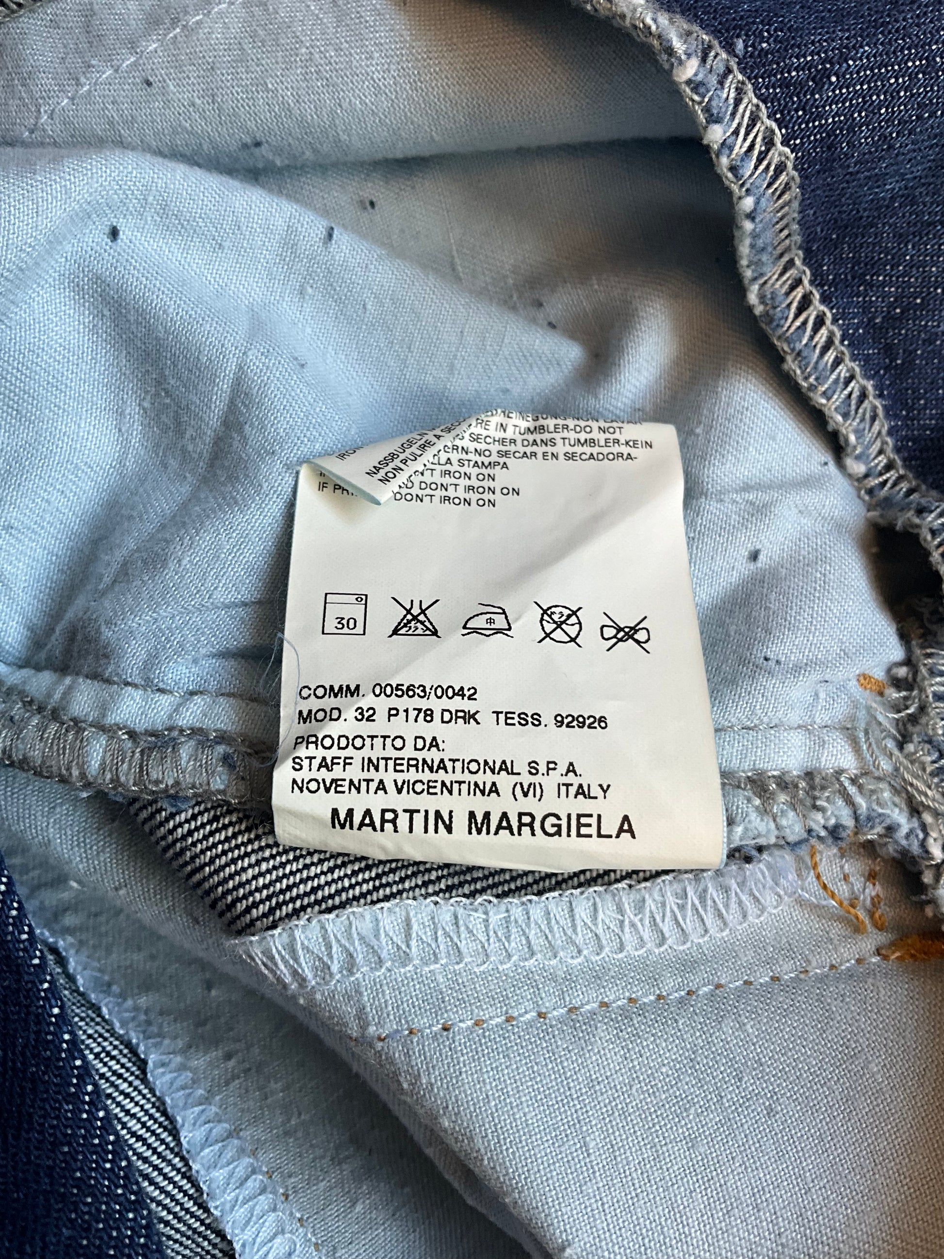 Vintage 2000s Maison Margiela MM6 Dark Wash Denim Straight Distressed Jeans, Small