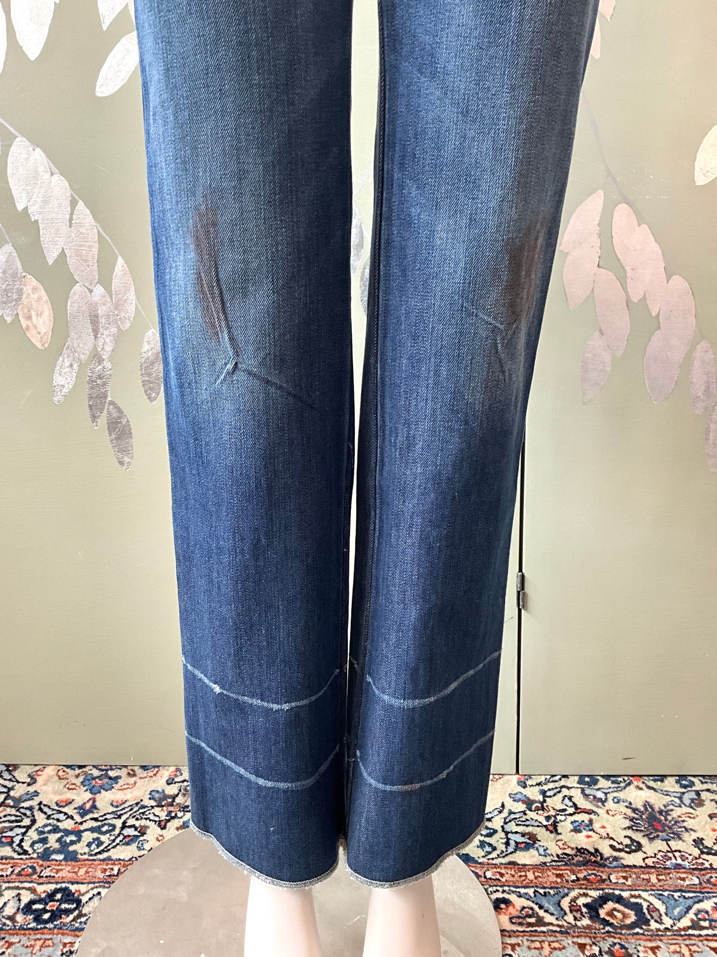 Vintage 2000s Maison Margiela MM6 Dark Wash Denim Straight Distressed Jeans, Small
