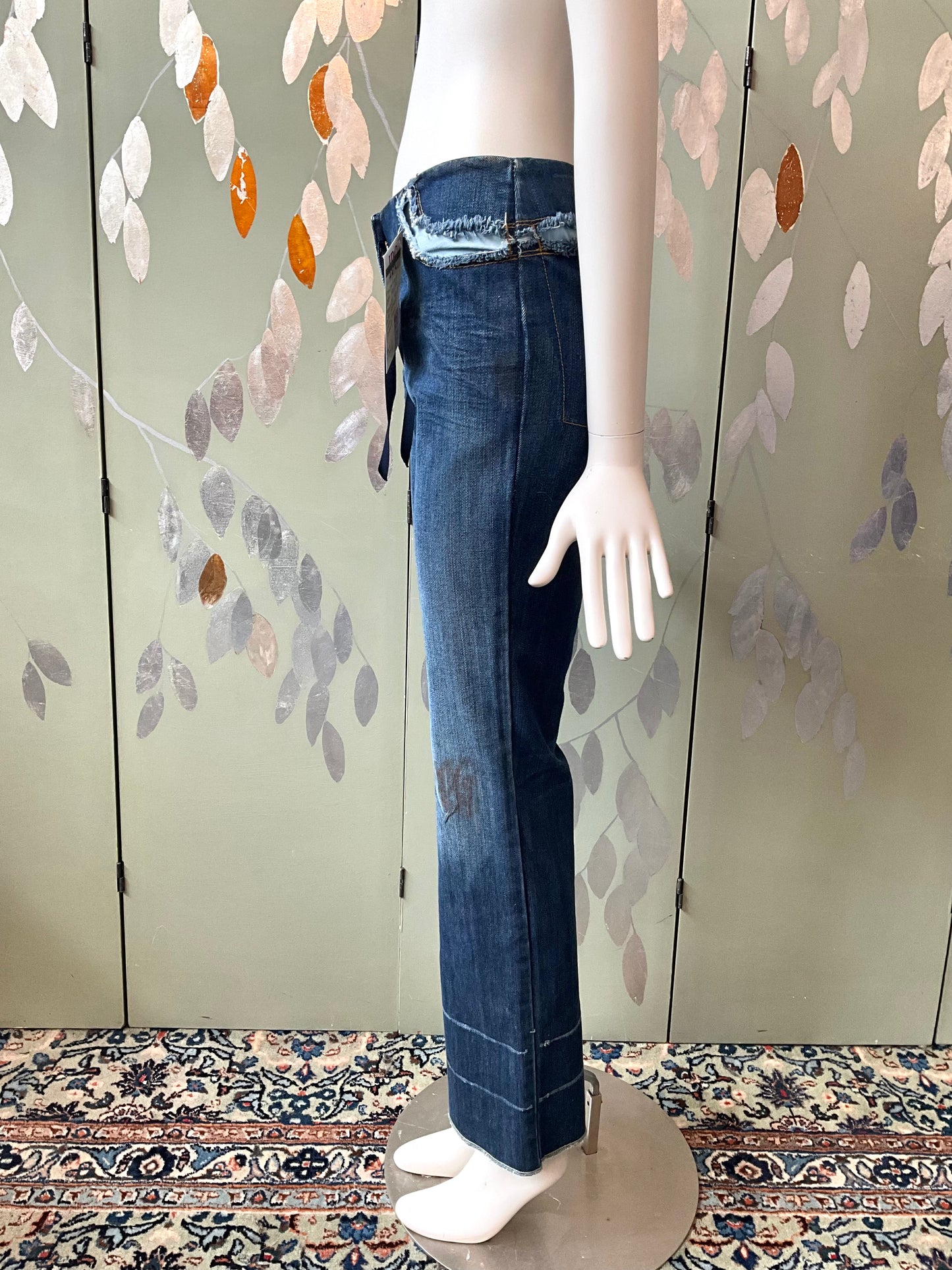 Vintage 2000s Maison Margiela MM6 Dark Wash Denim Straight Distressed Jeans, Small