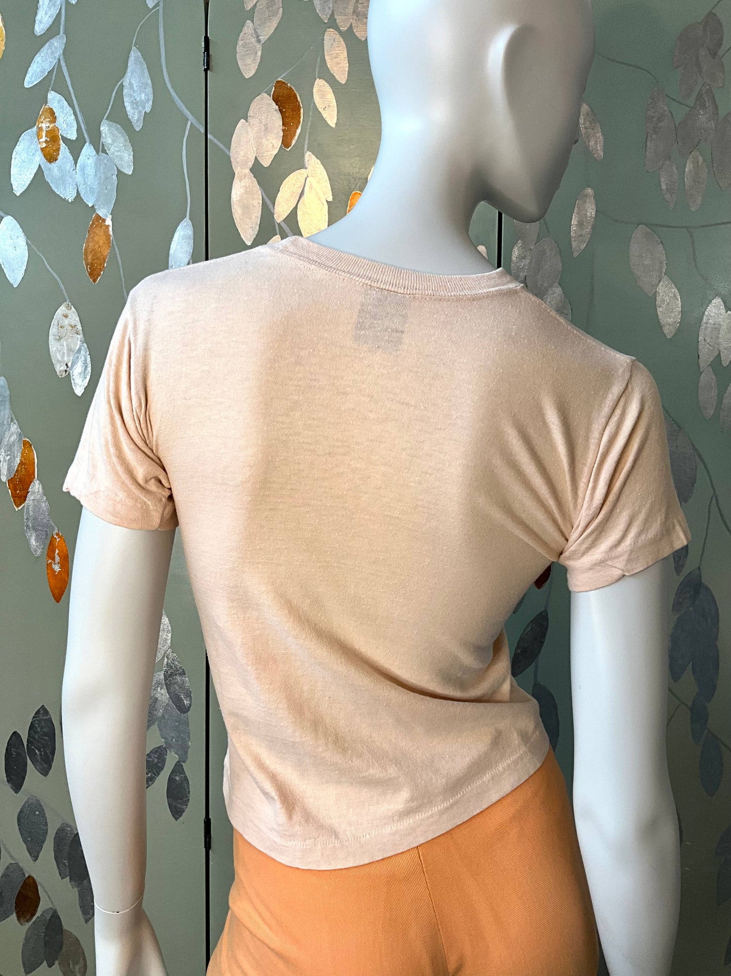 Vintage 1970s Morris the Cat Pale Peach Single Stitch T Shirt, XS