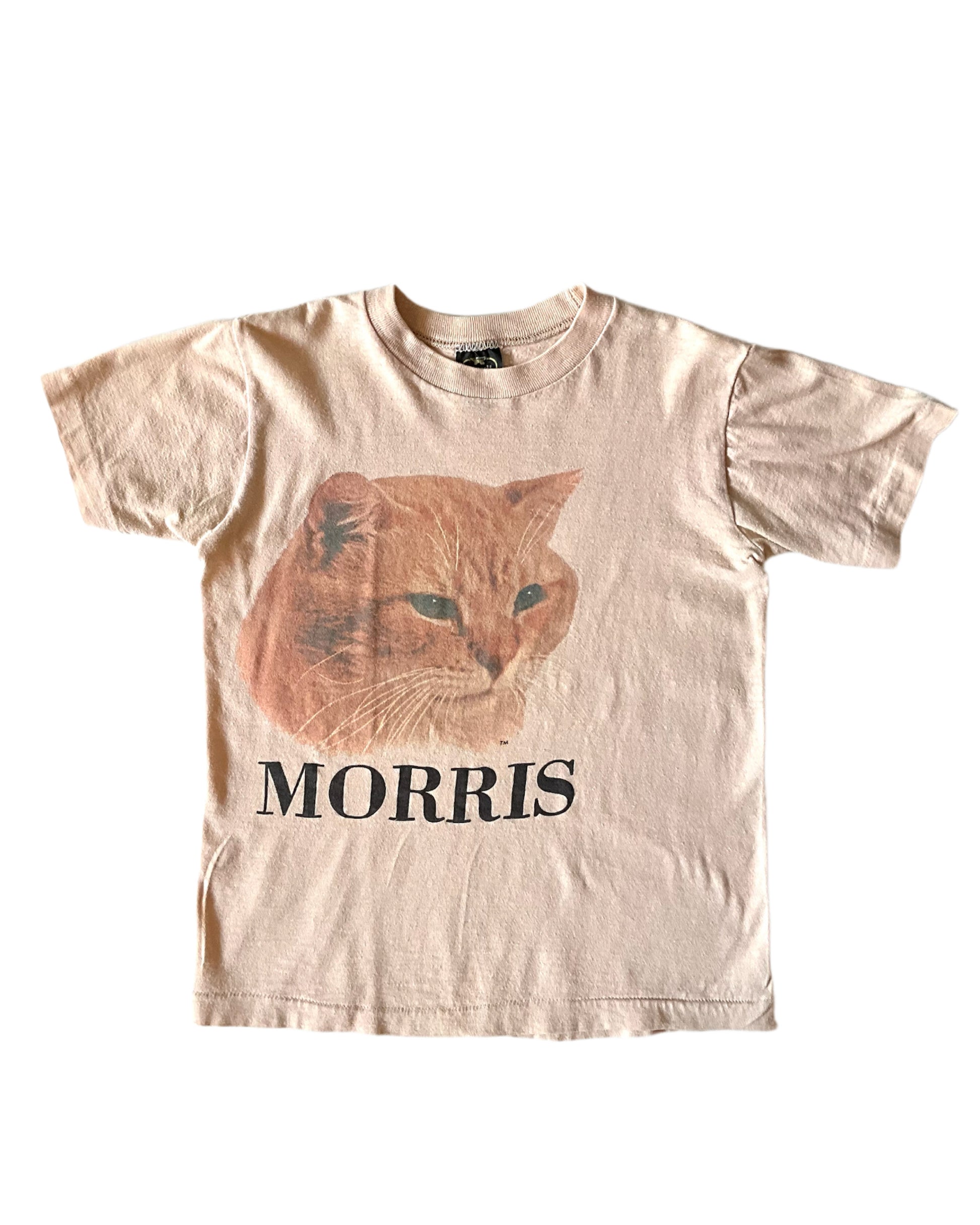 Vintage 1970s Morris the Cat Pale Peach Single Stitch T Shirt, XS