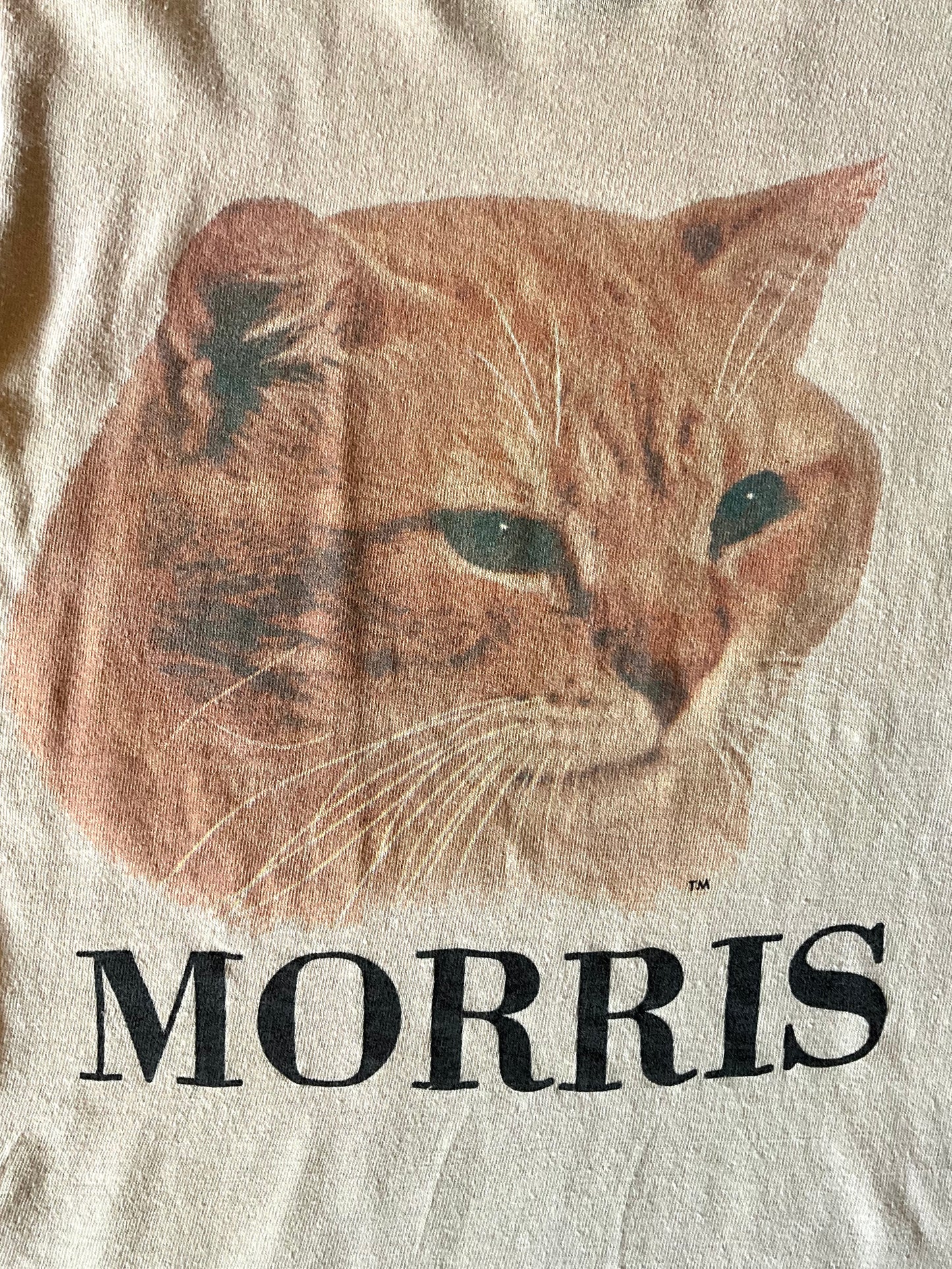 Vintage 1970s Morris the Cat Pale Peach Single Stitch T Shirt, XS